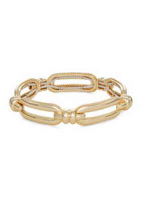Gold Tone Links Stretch Bracelet