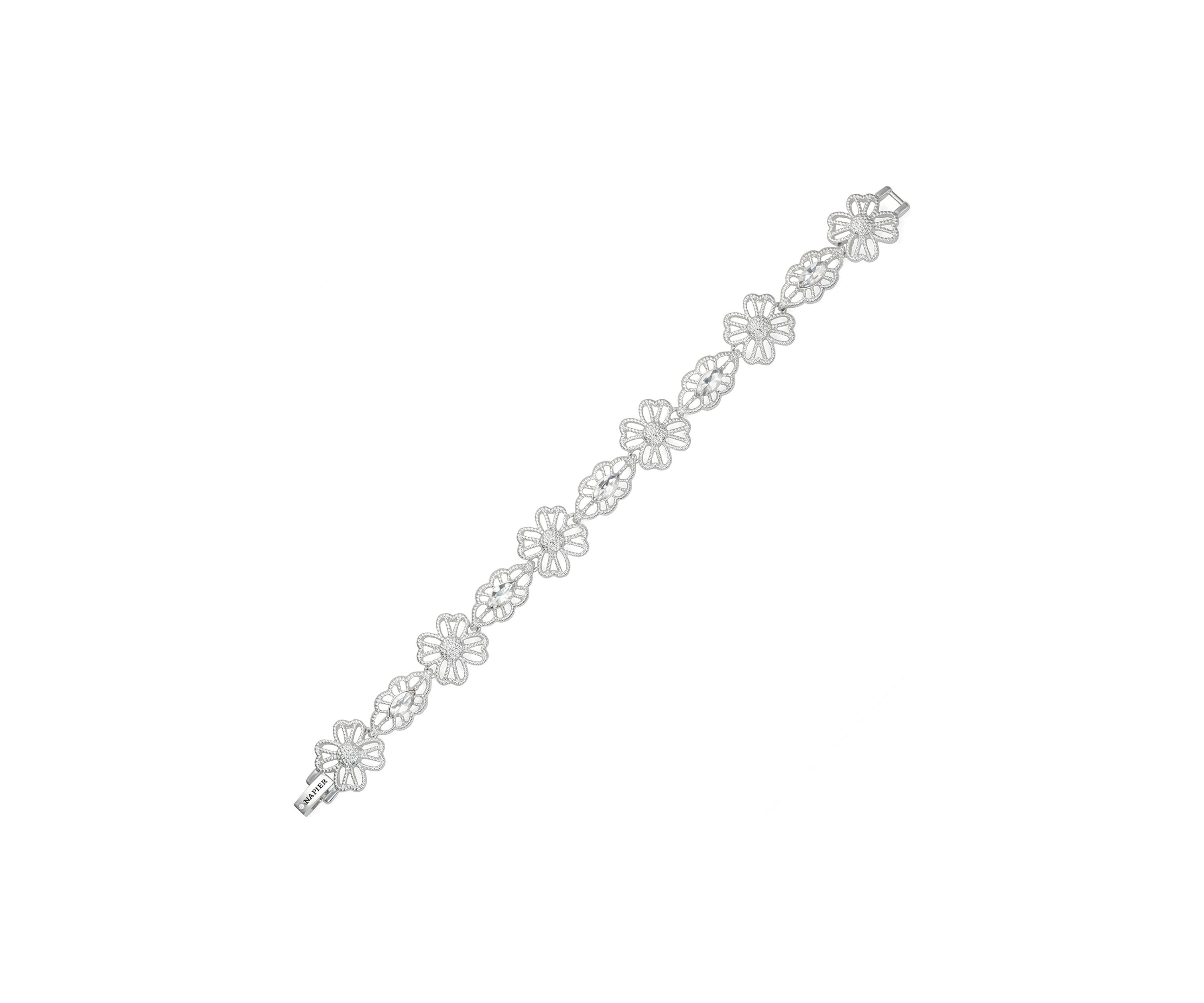 Silver Tone Crystal Flex Bracelet - Boxed