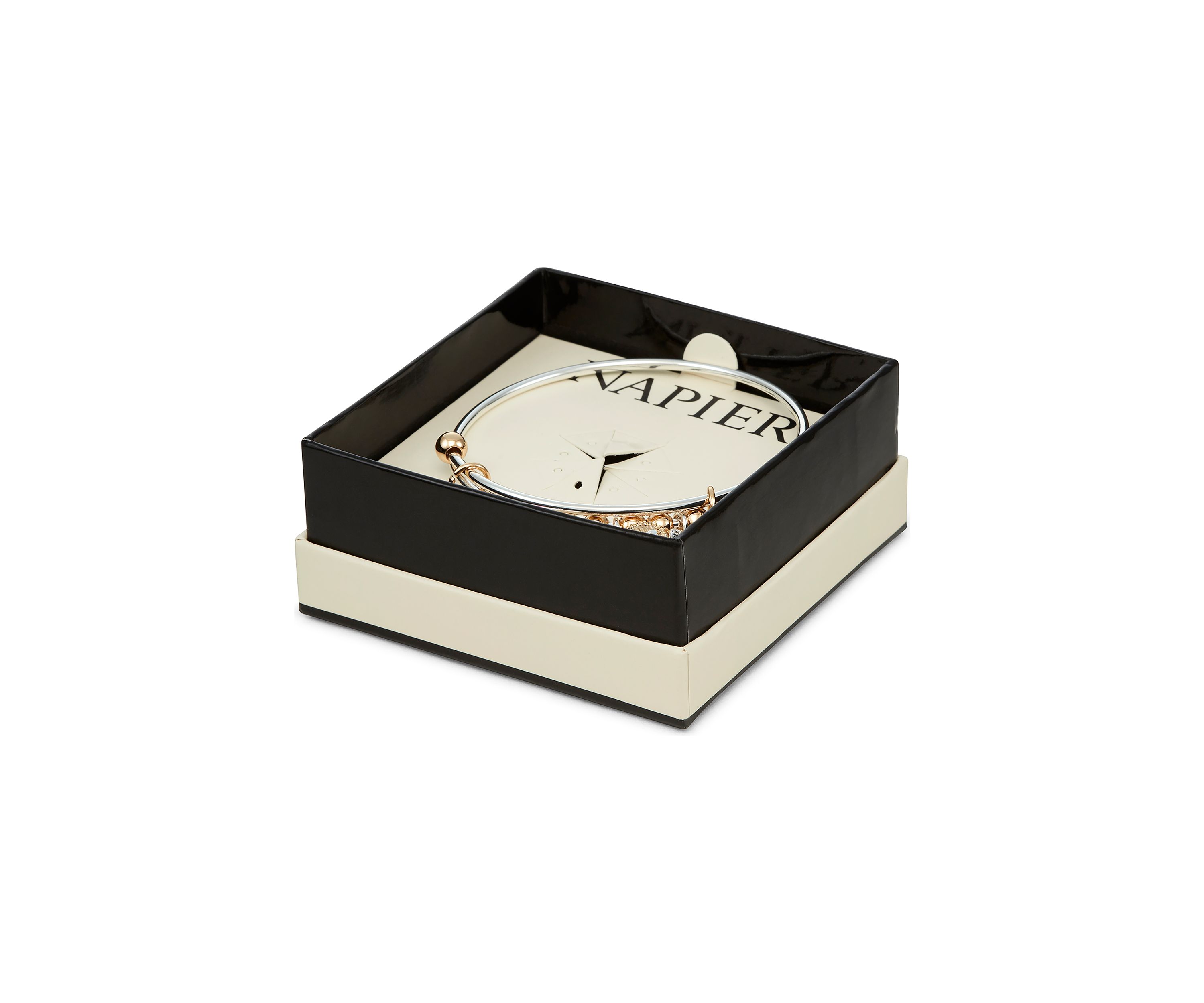 Two Tone Running Charm Bangle Bracelet - Boxed