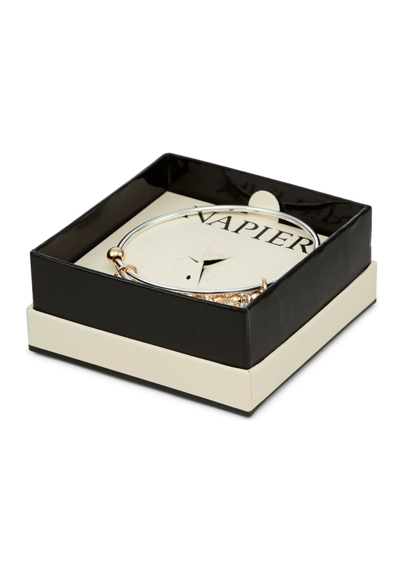 Two Tone Running Charm Bangle Bracelet - Boxed