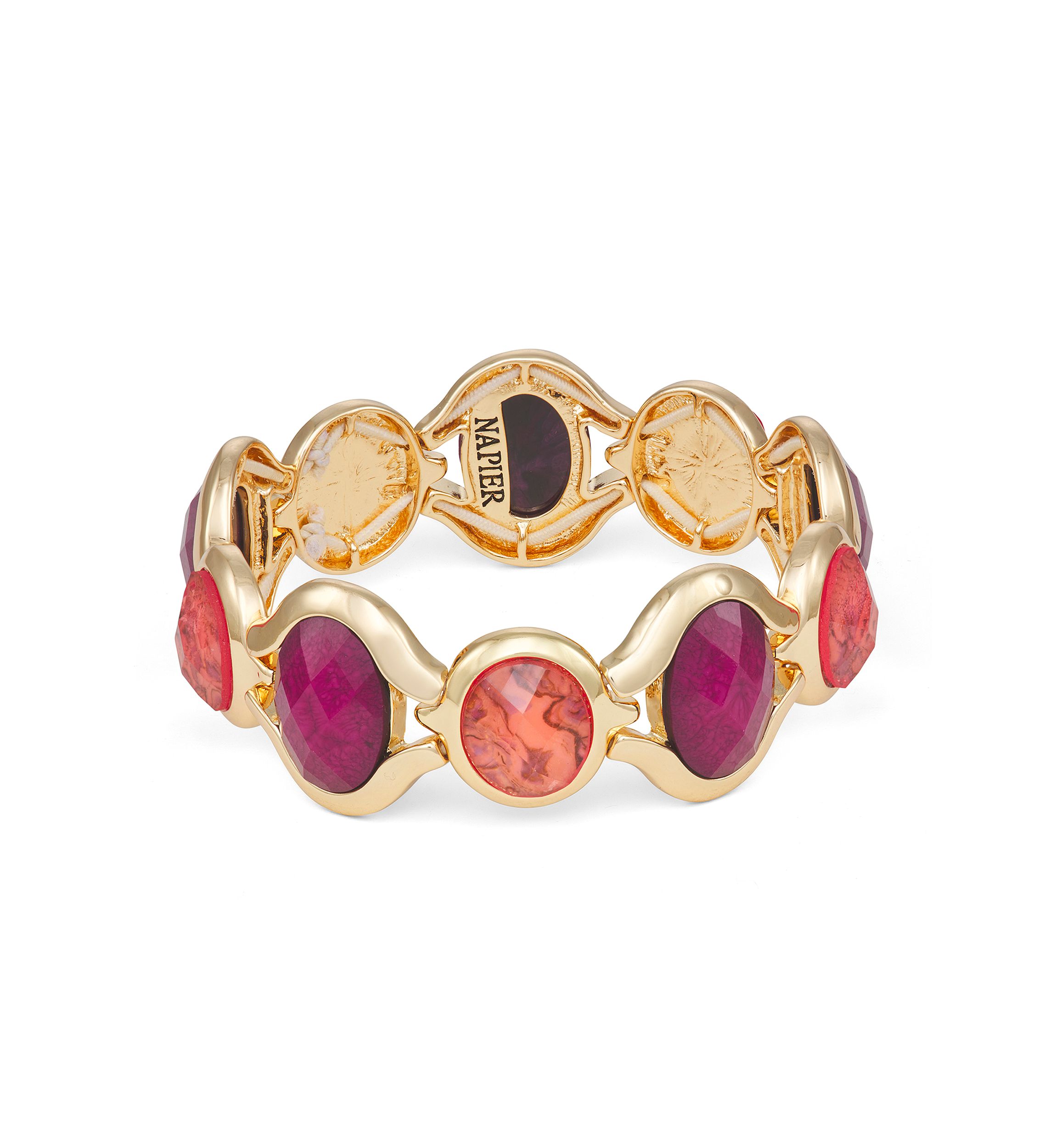 Gold Tone Burgundy Stretch Bracelet