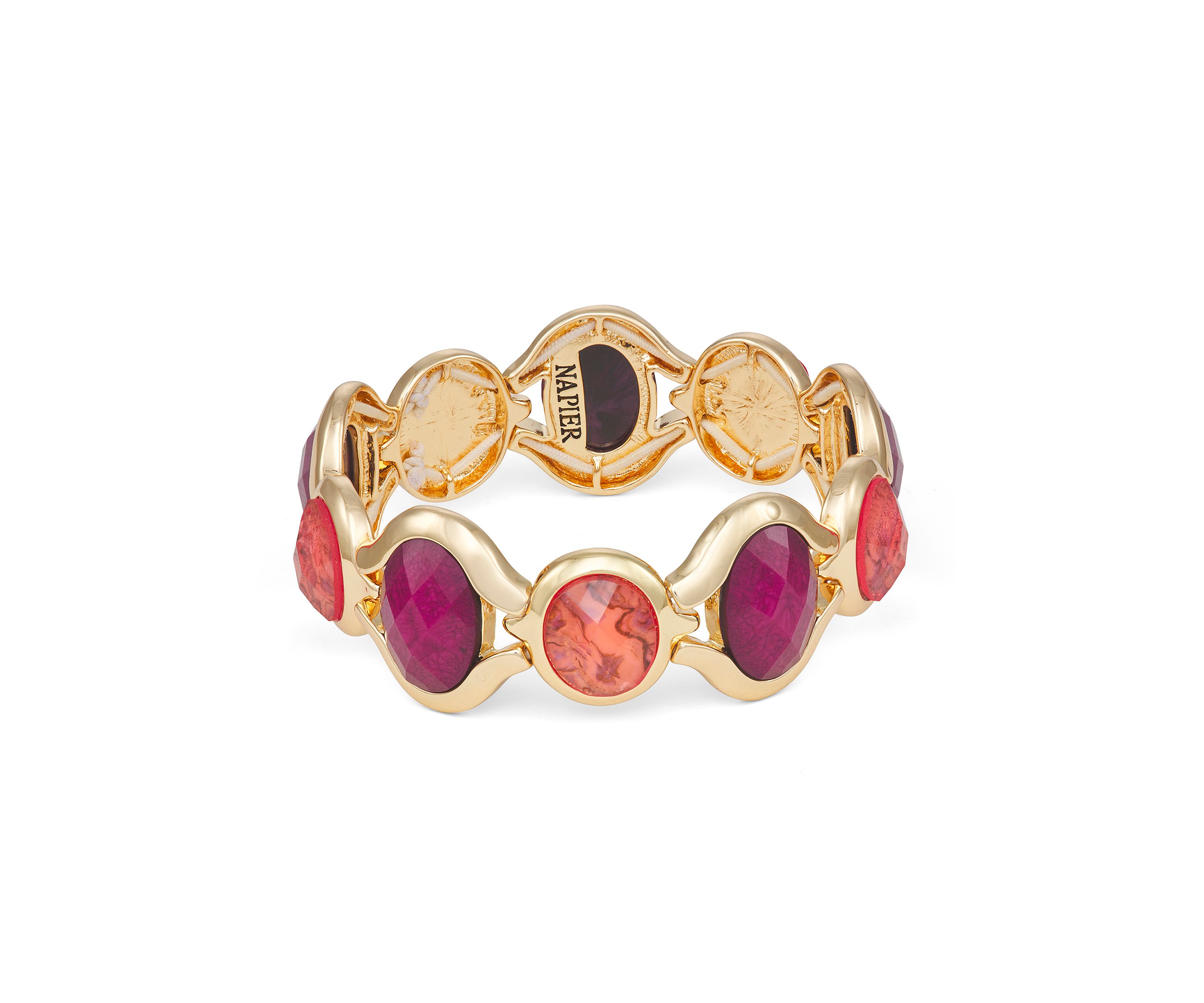 Gold Tone Burgundy Stretch Bracelet