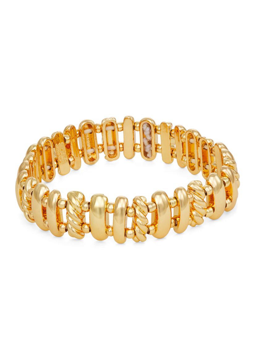 Gold Tone Ropes Stretch Bracelet