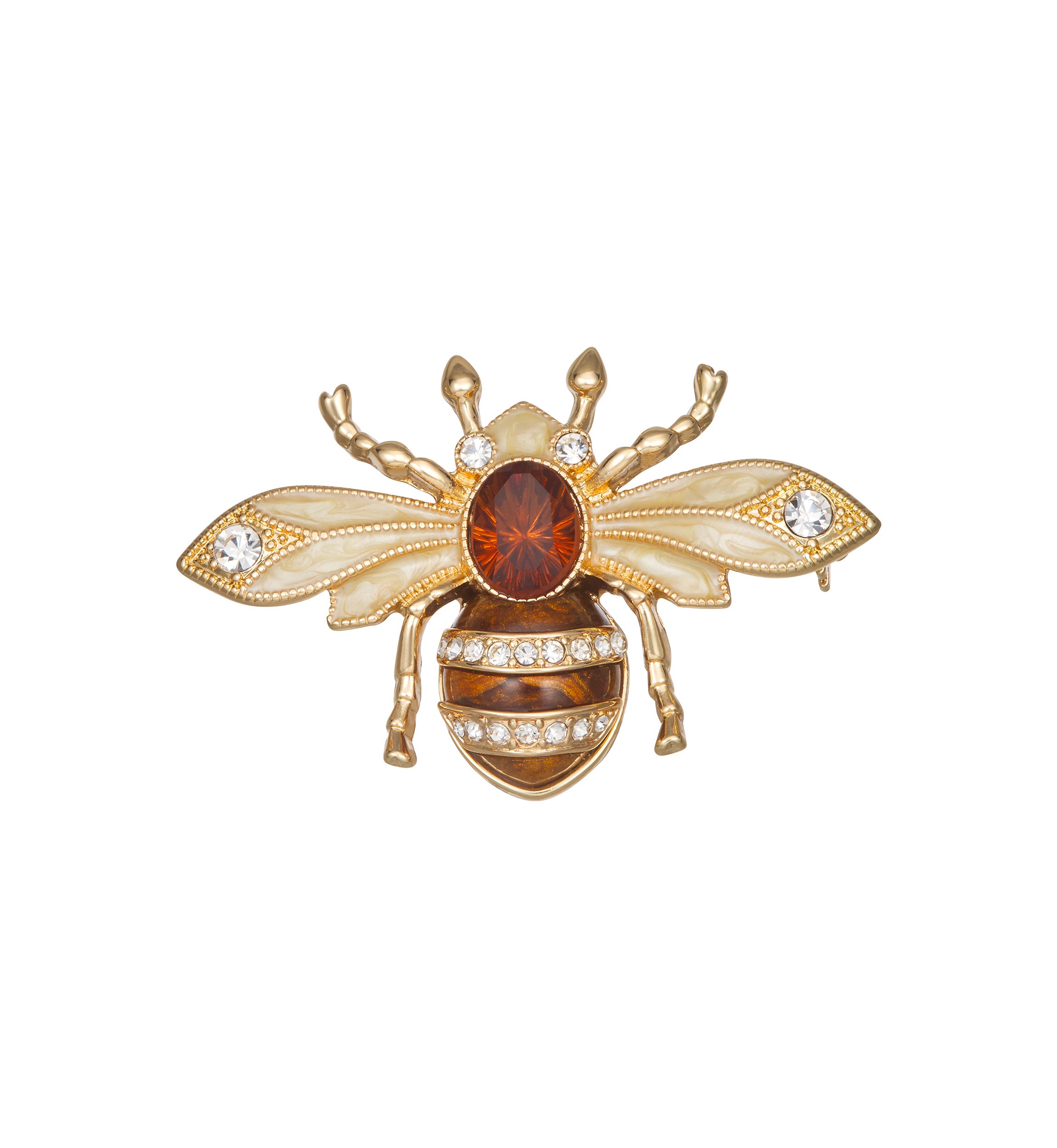 Gold Tone Brown Bee Pin