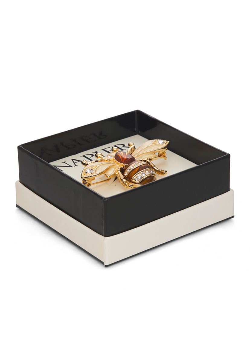 Gold Tone Brown Bee Pin