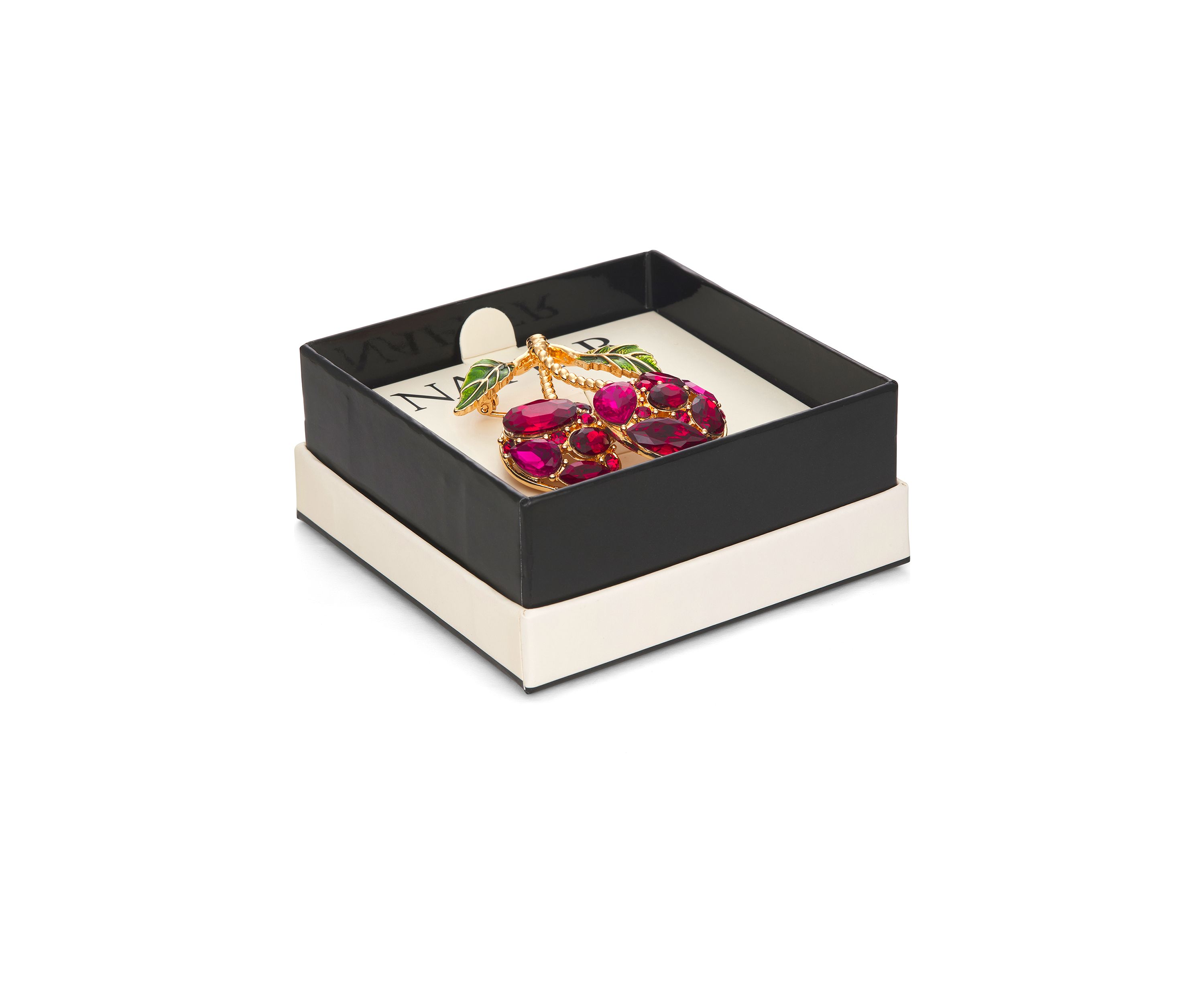 Gold Tone Red Cherries Pin