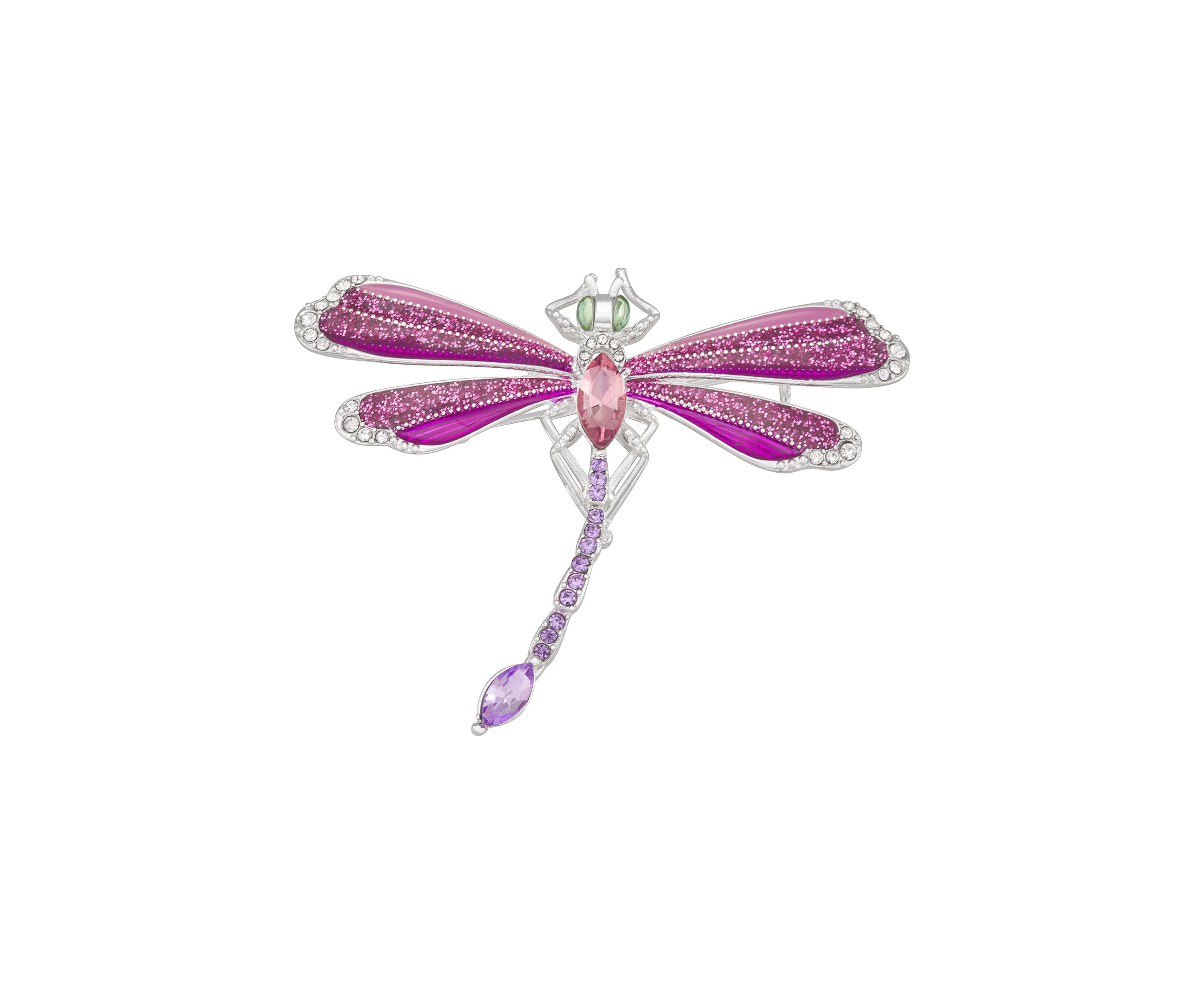 Silver Tone Multi Dragonfly Pin - Boxed