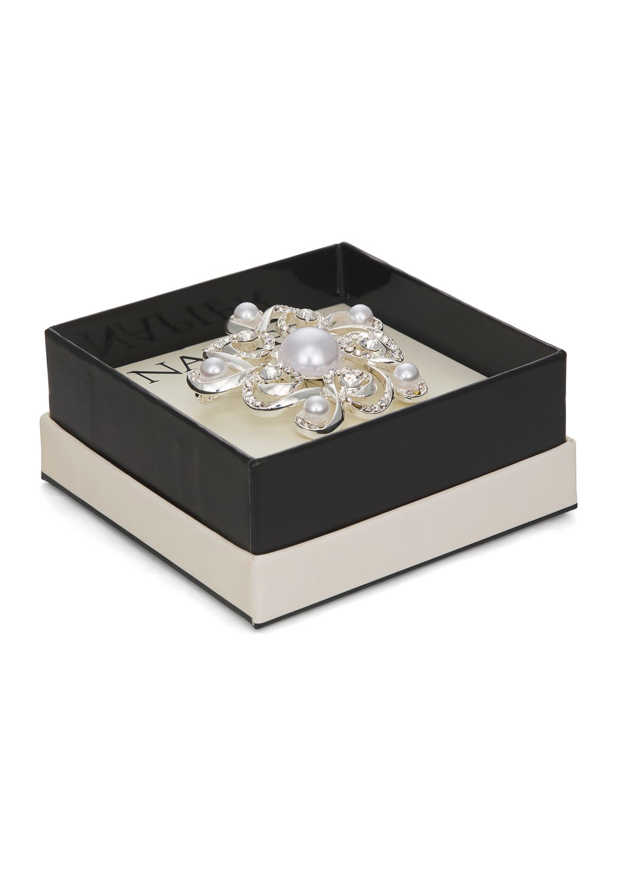 Silver Tone White Pearl Cluster Pin