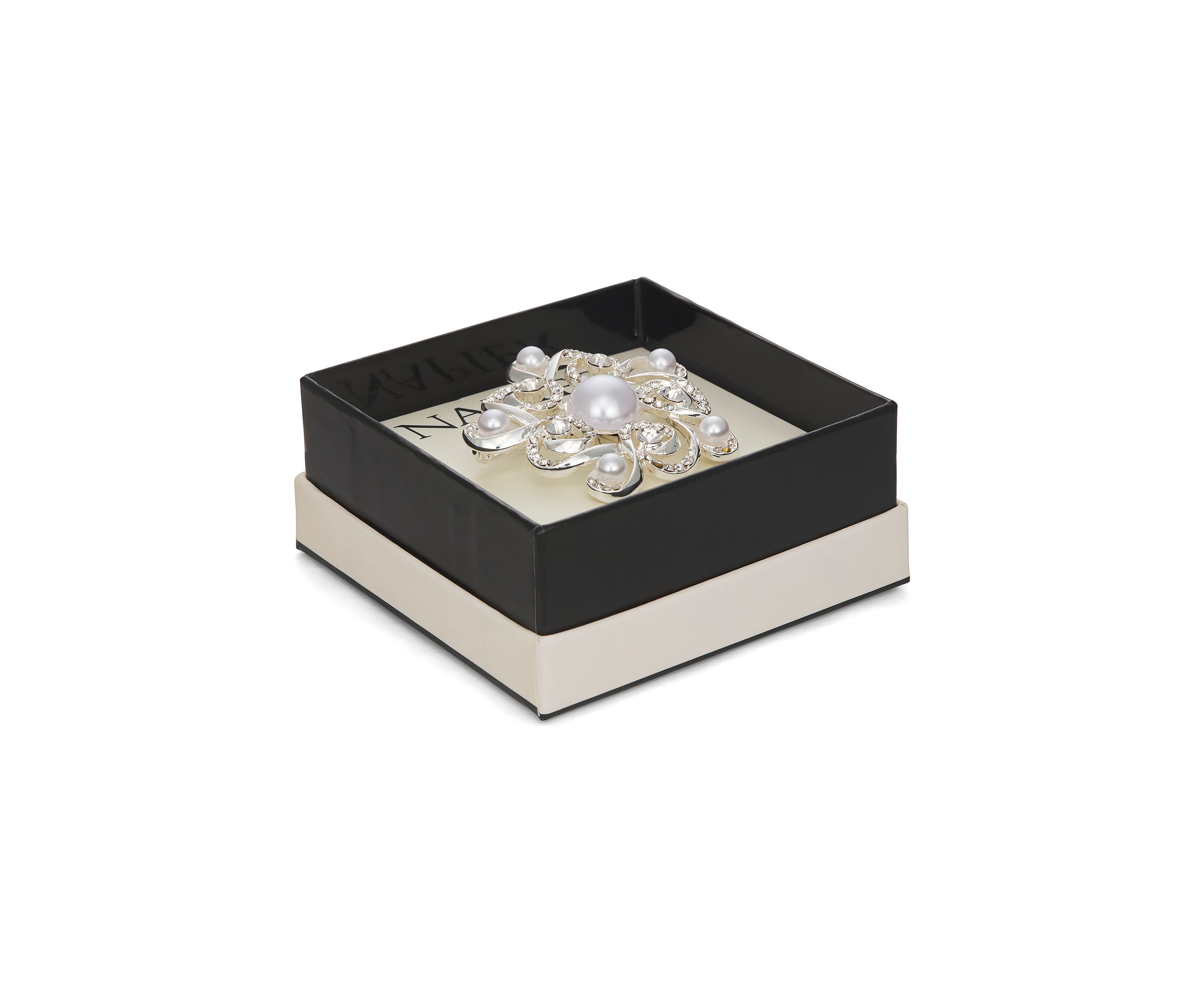 Silver Tone White Pearl Cluster Pin