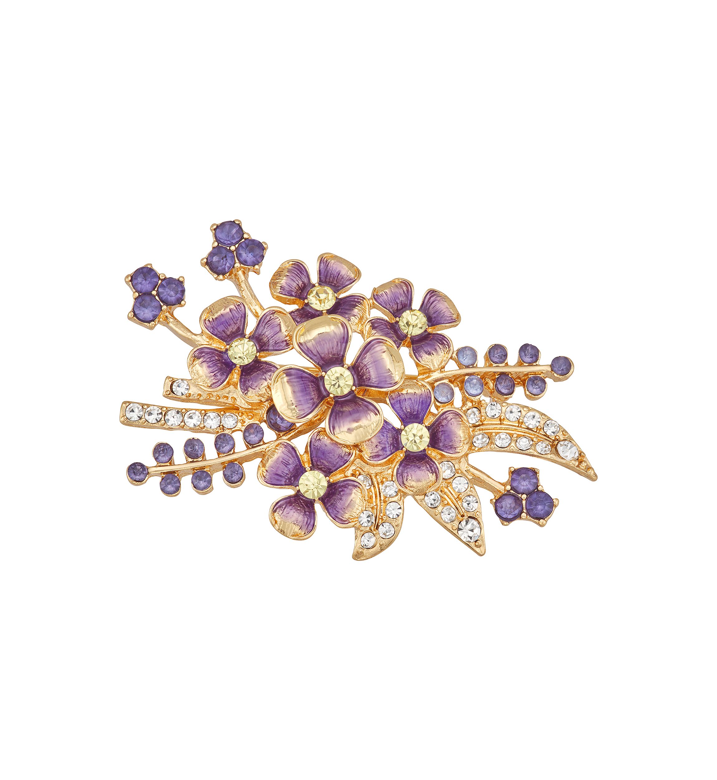 Gold Tone Multi Flower Spray Pin - Boxed