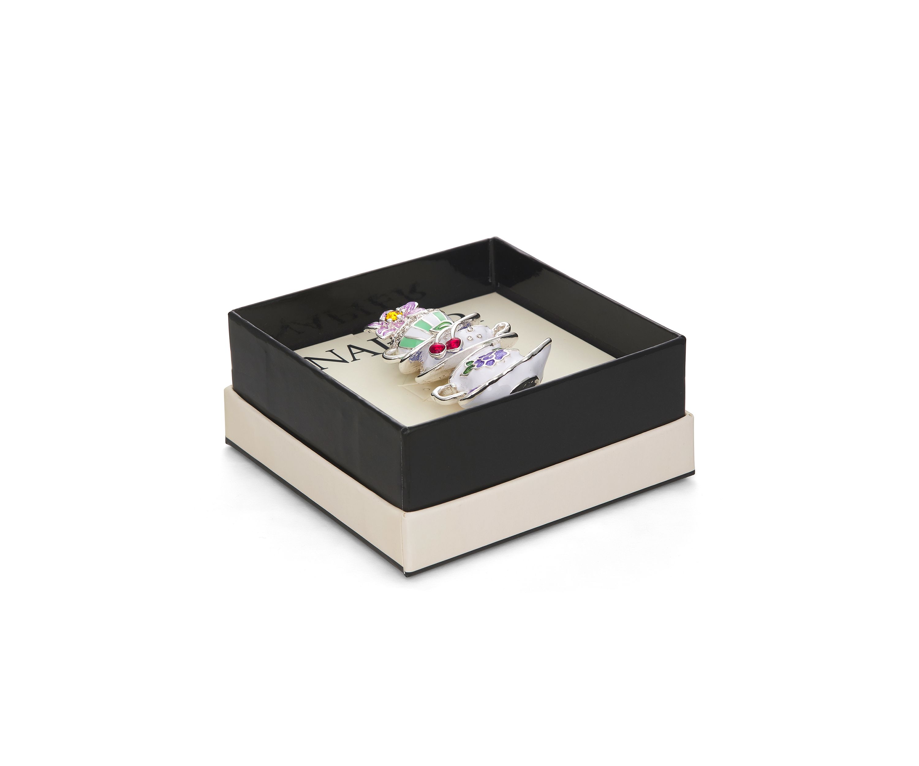 Silver Tone Multi Teacup Flower Pin