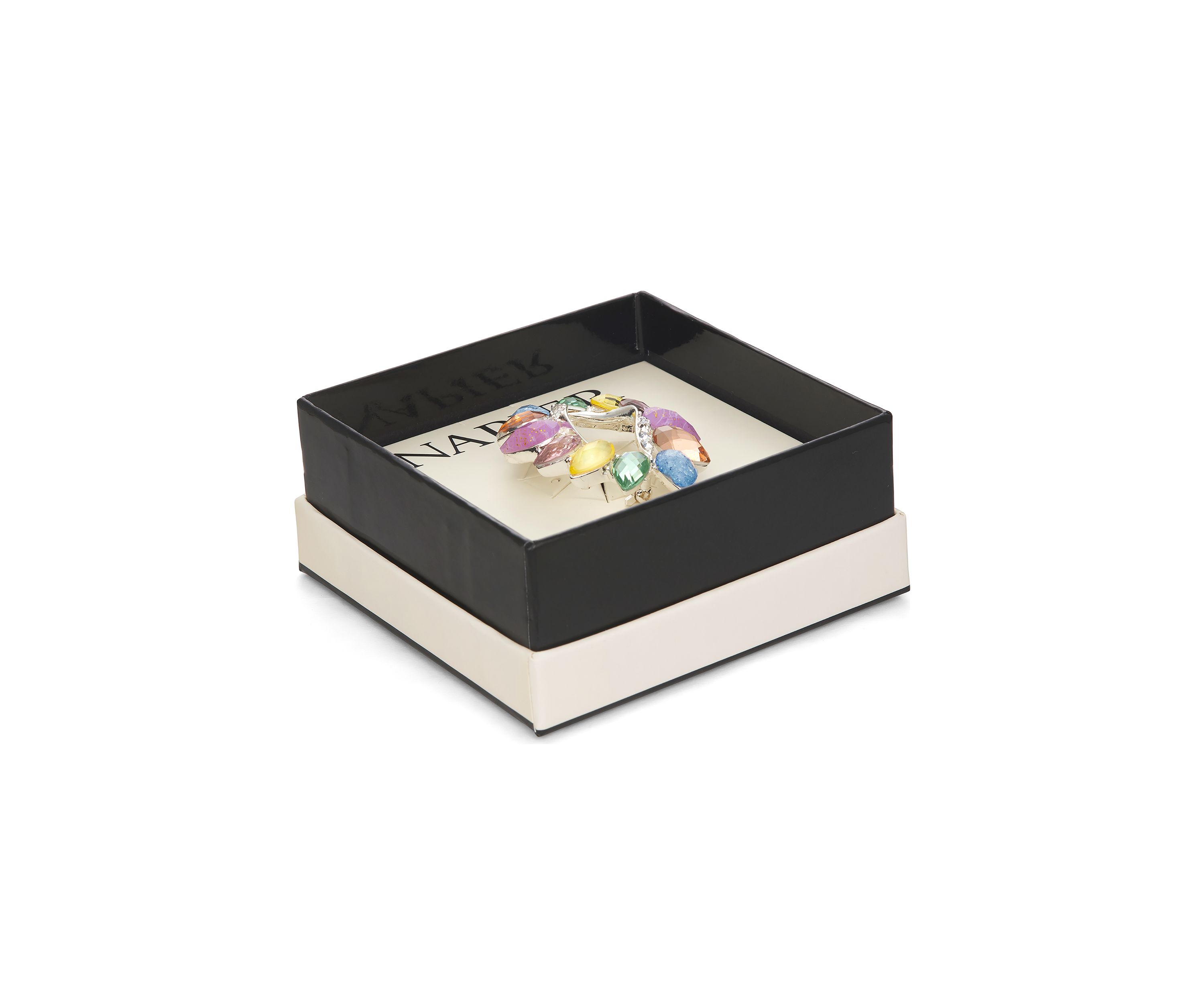 Silver Tone Multi Stone Pin