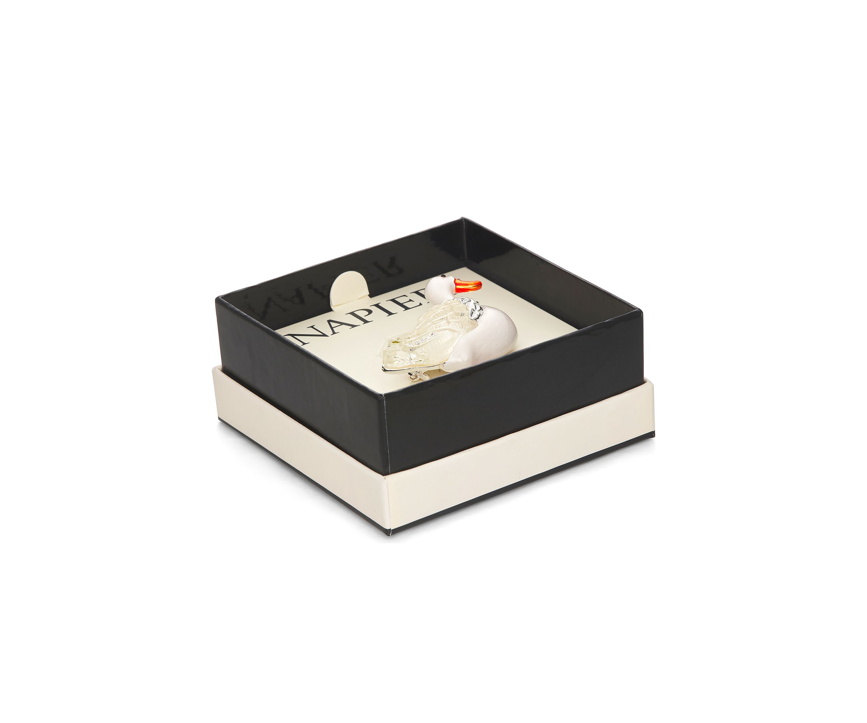 Silver Tone White Duck Pin
