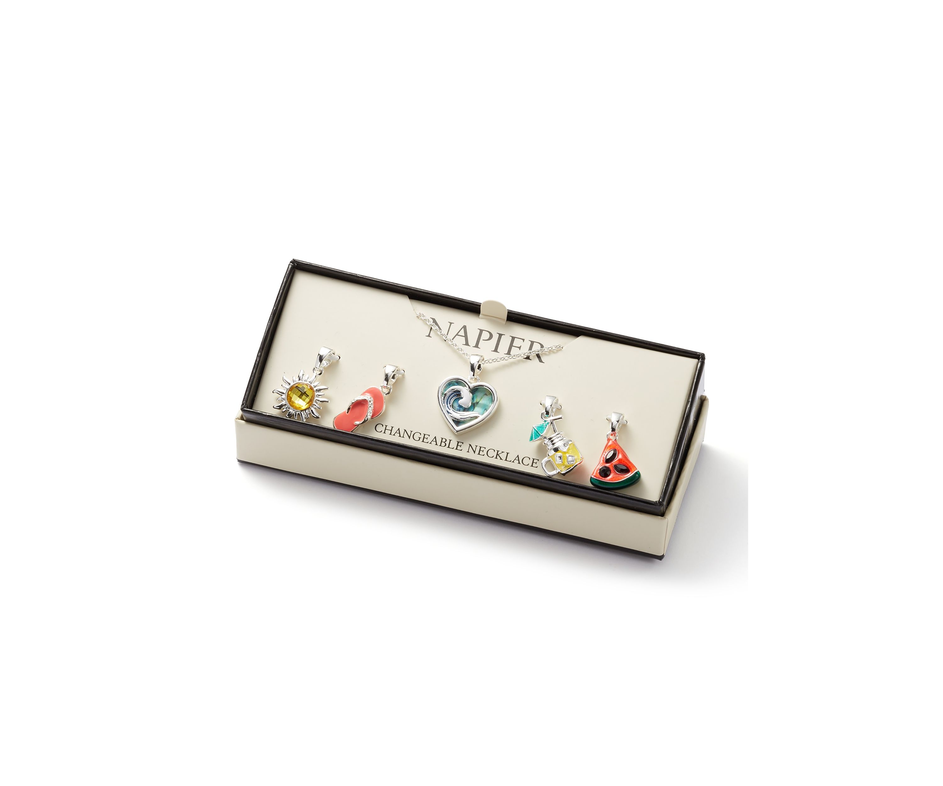 Silver Tone Multi Beach Interchangeable Necklace Set