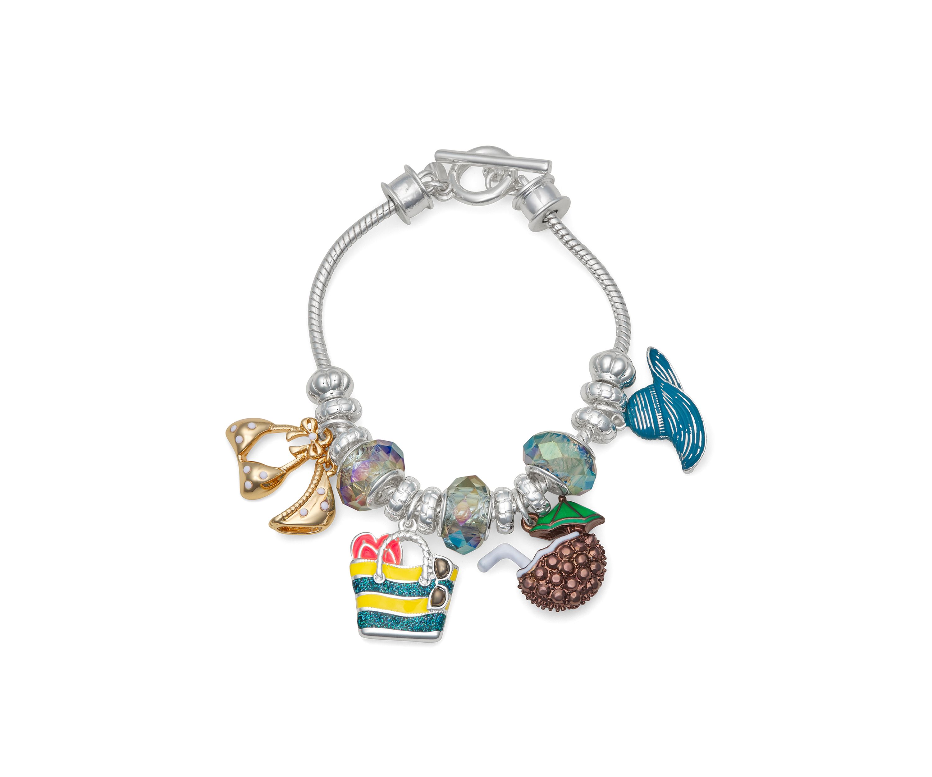 Silver Tone Multi Beach Slider Bracelet