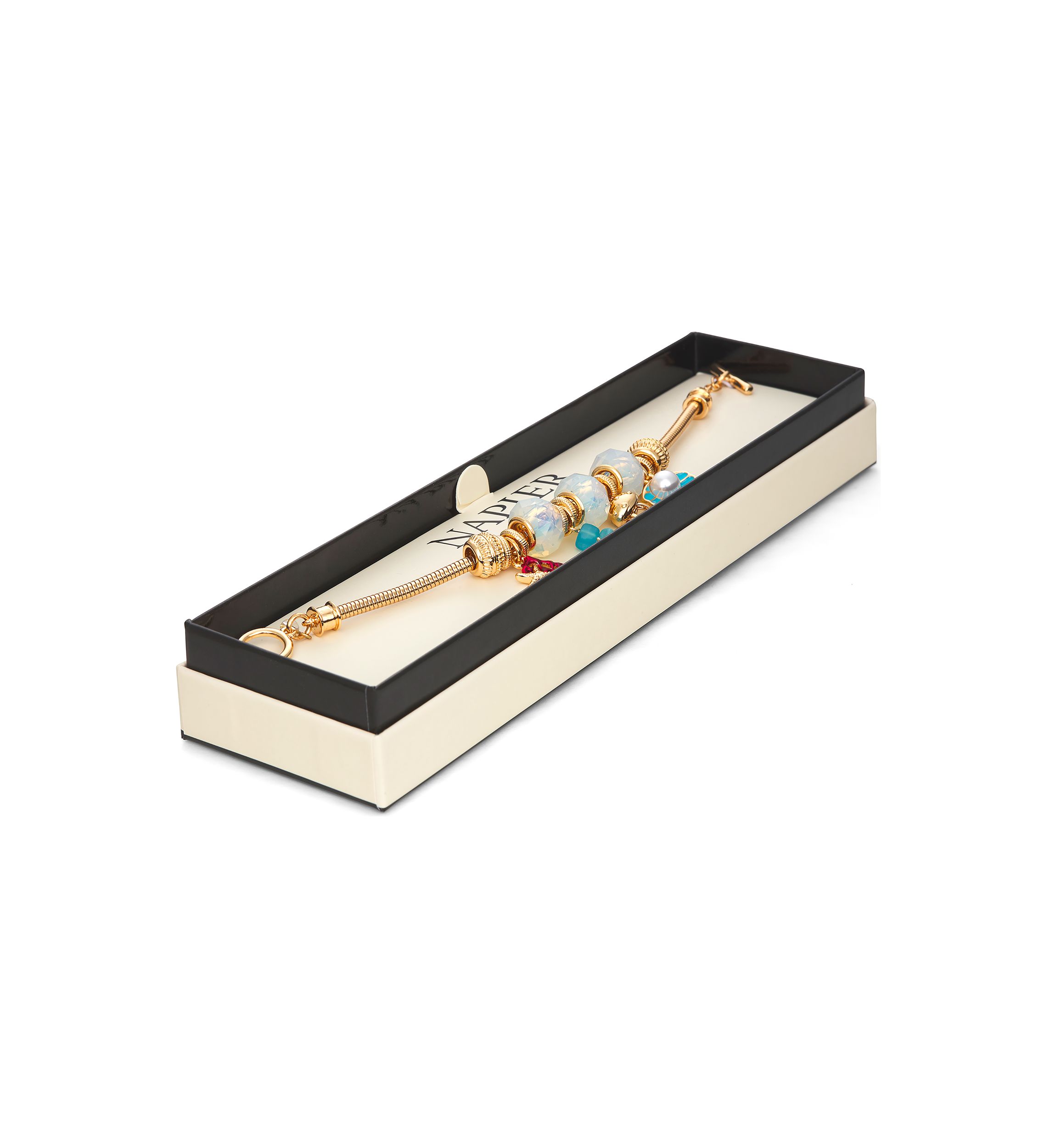 Gold Tone Multi Sealife Slider Bracelet
