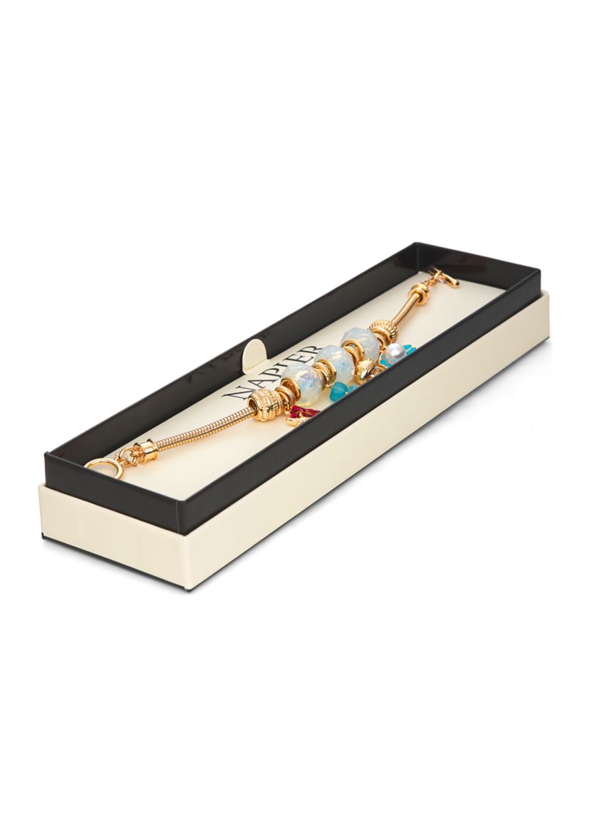 Gold Tone Multi Sealife Slider Bracelet