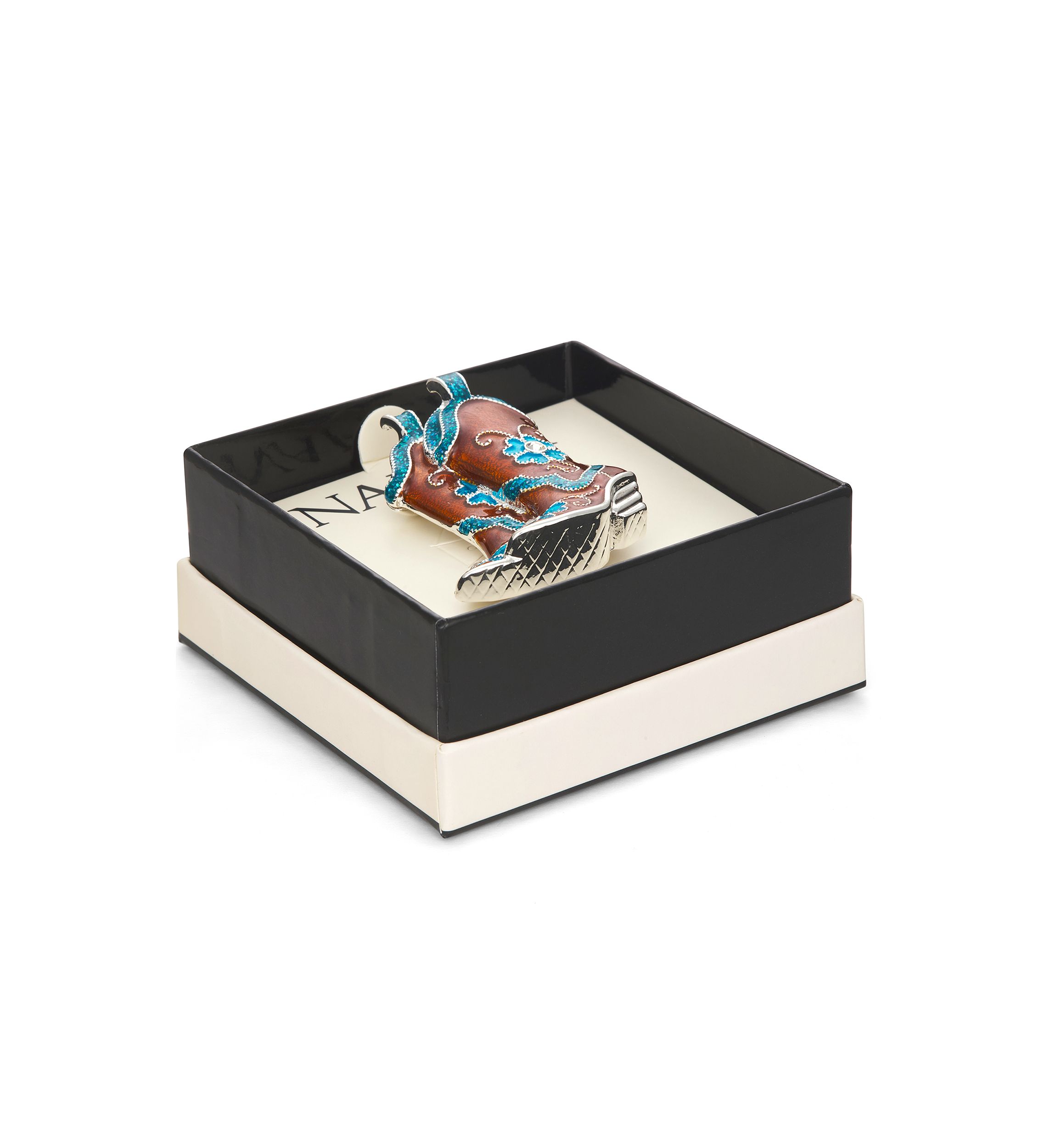 Silver Tone Blue Flower Cowboy Boots Pin