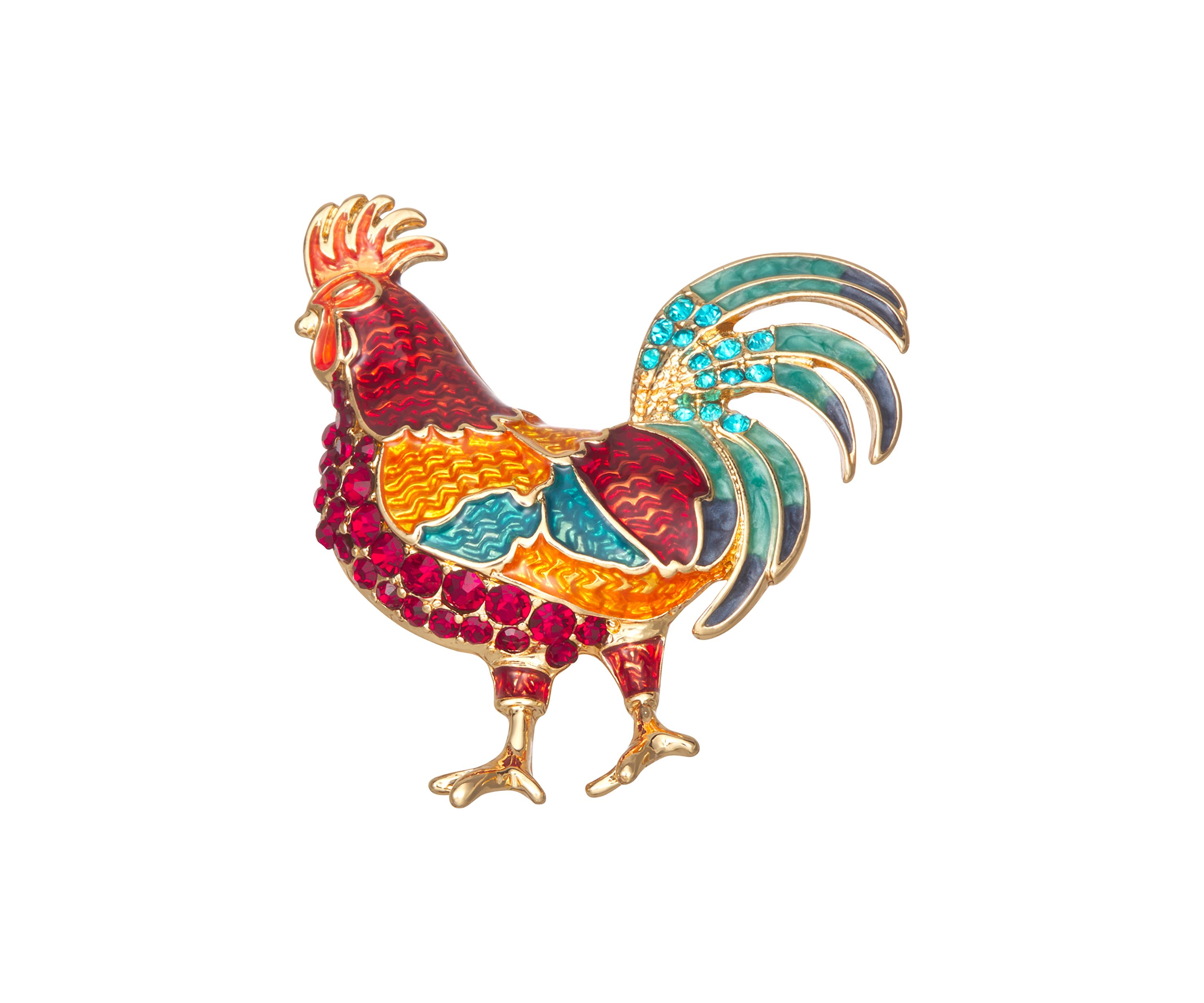 Gold Tone Multi Rooster Pin