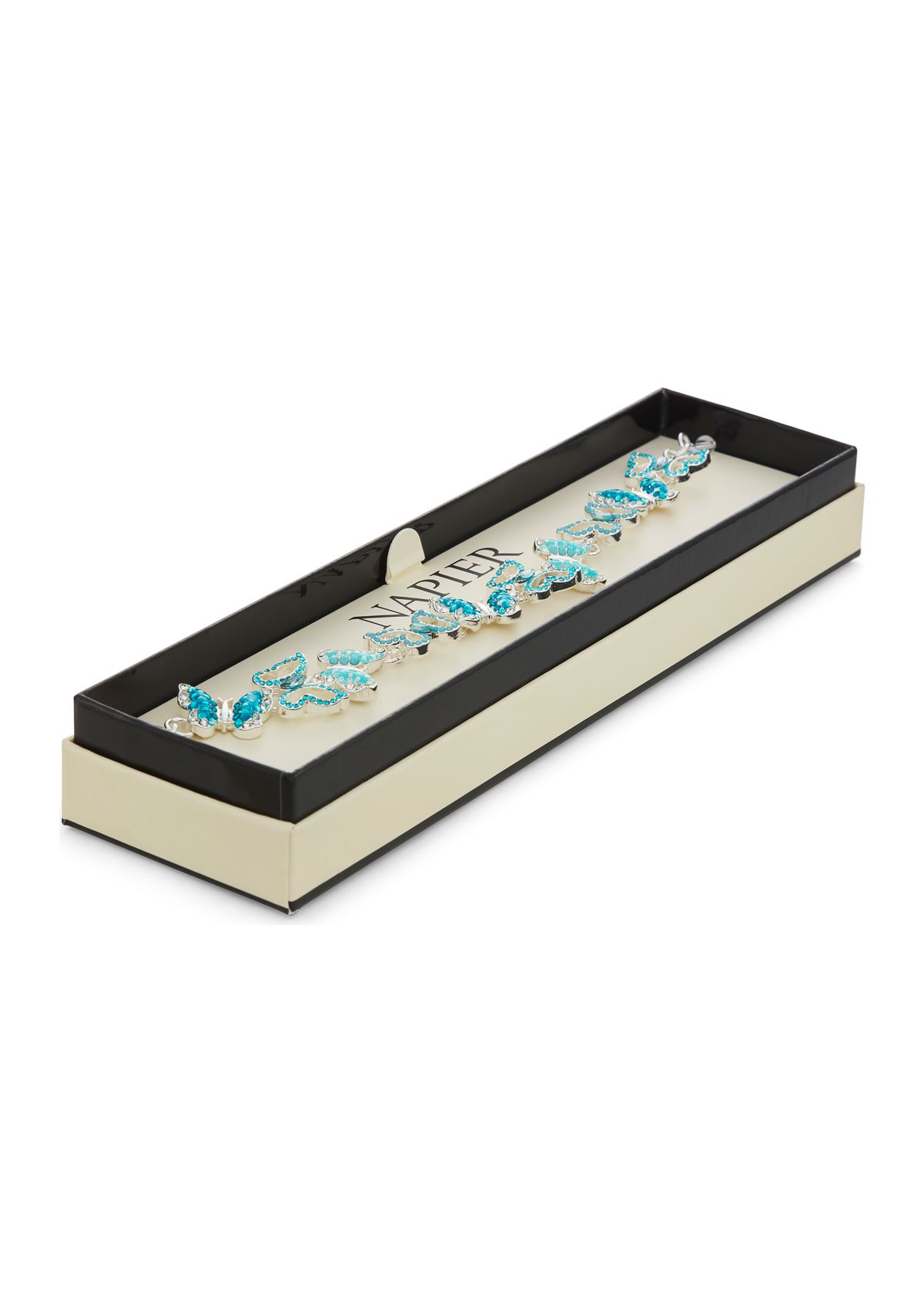 Silver Tone Blue Butterflies Flex Bracelet
