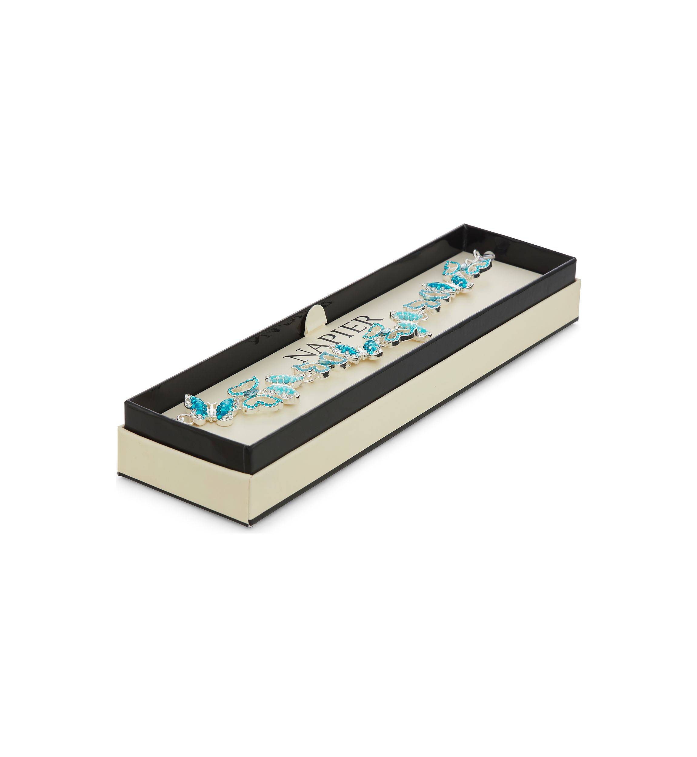 Silver Tone Blue Butterflies Flex Bracelet