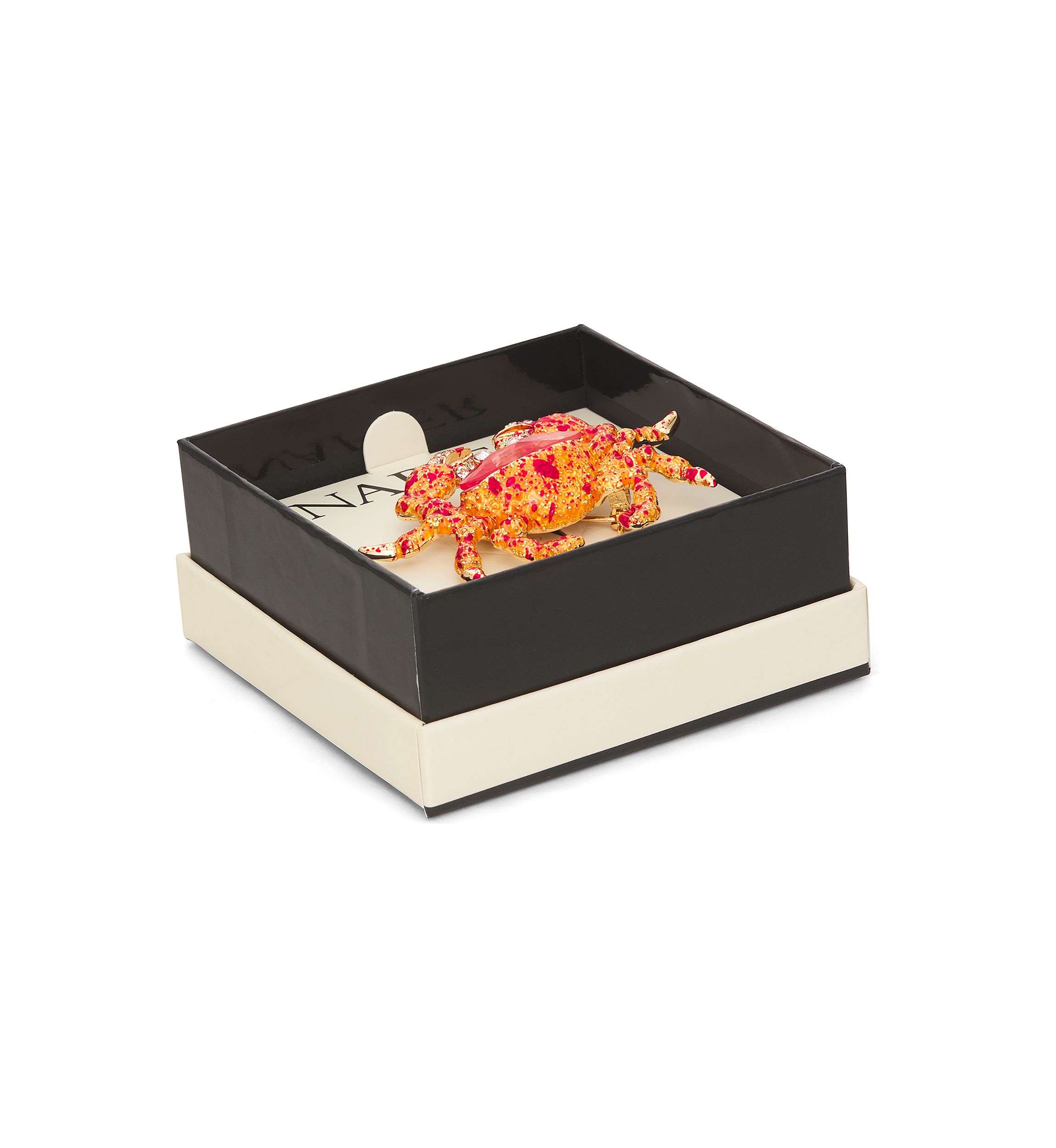 Gold Tone Pink Orange Crab Pin