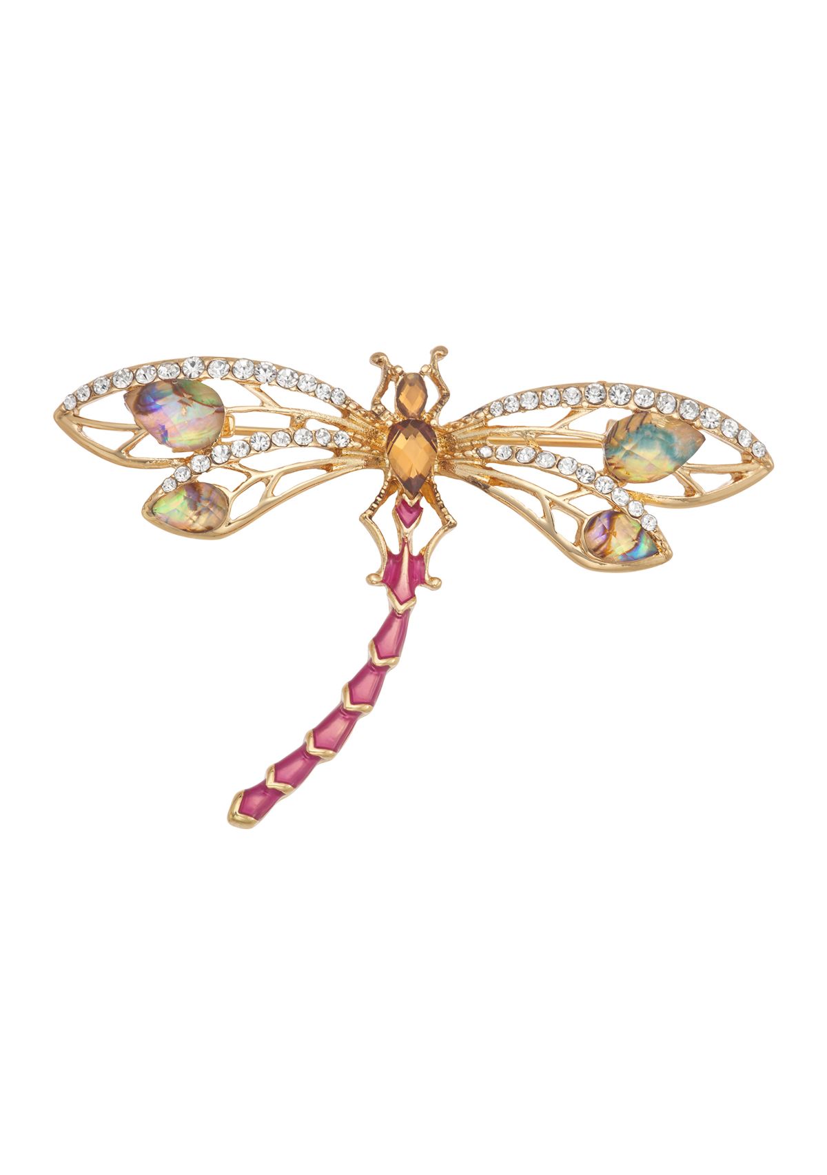 Gold Tone  Multi Dragonfly Pin