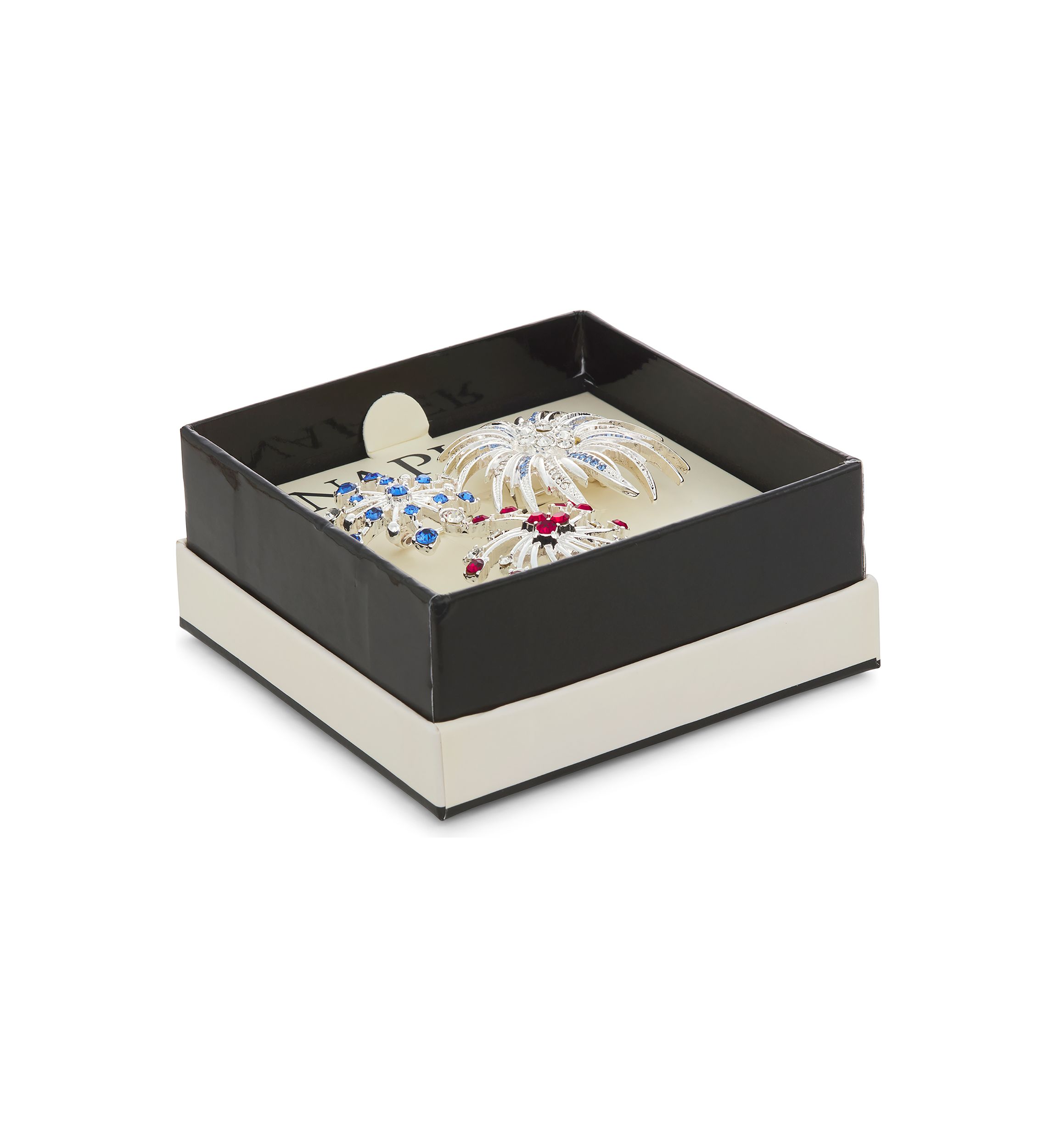 Silver Tone Red White Blue Fireworks Pin