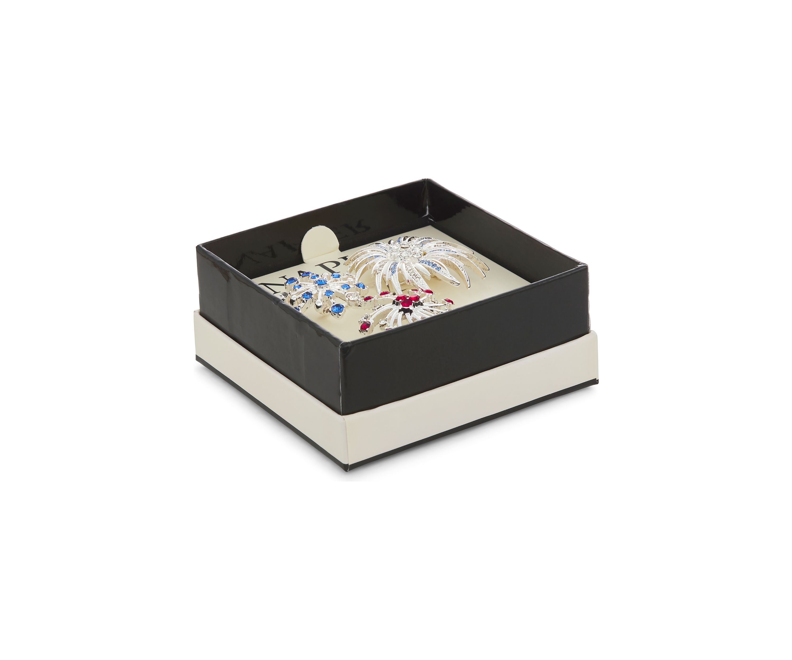 Silver Tone Red White Blue Fireworks Pin