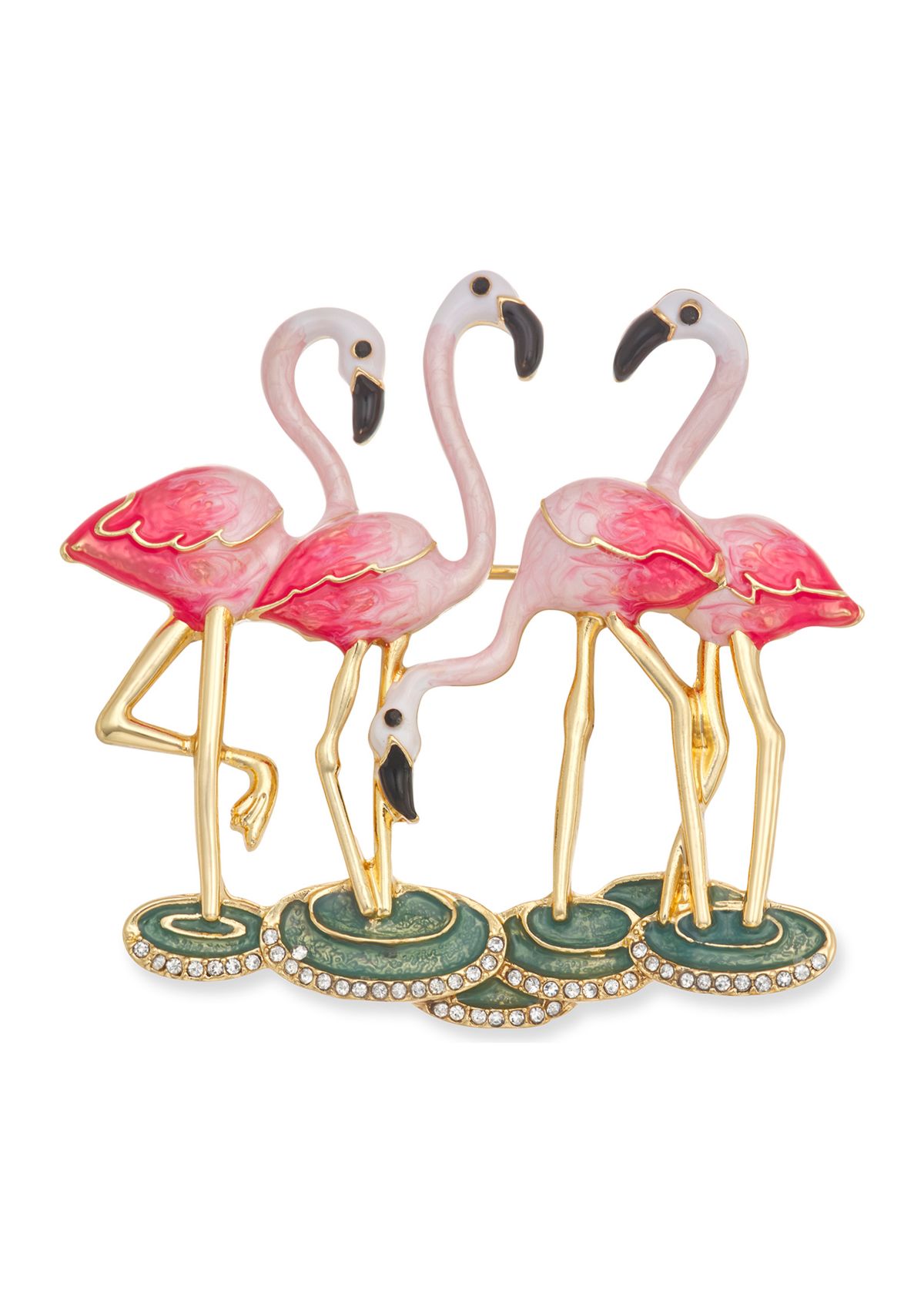 Gold Tone Pink Flamingo Pin