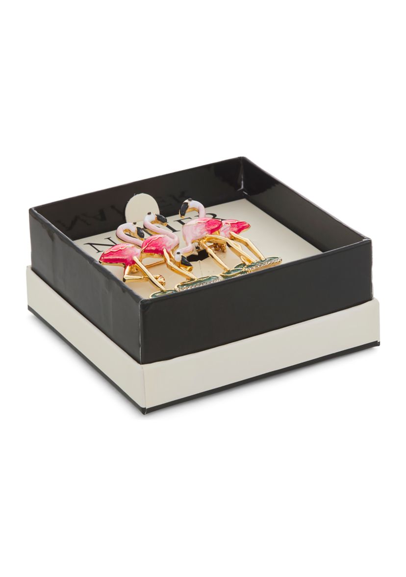 Gold Tone Pink Flamingo Pin