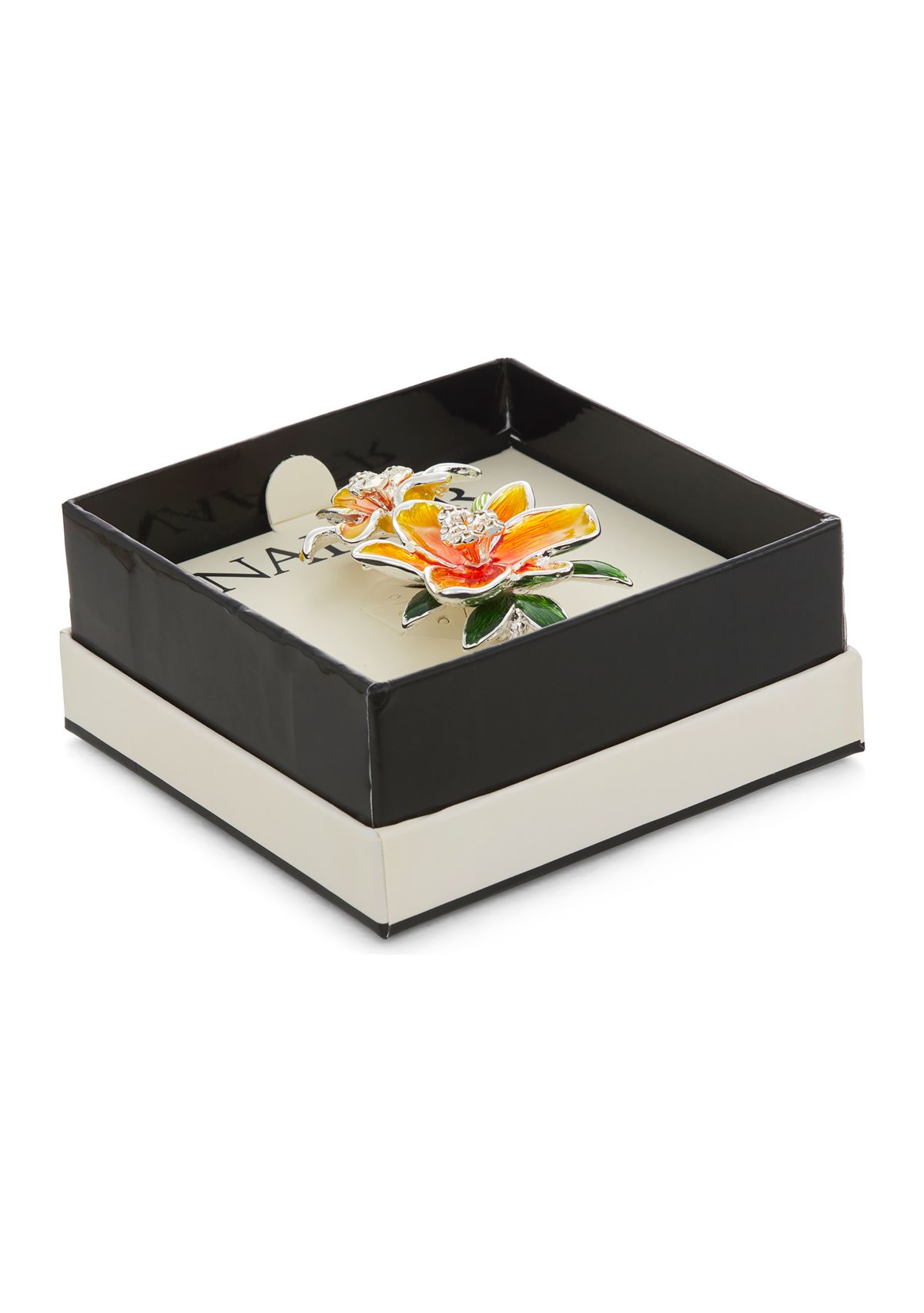 Silver Tone Yellow Green Flower Pin