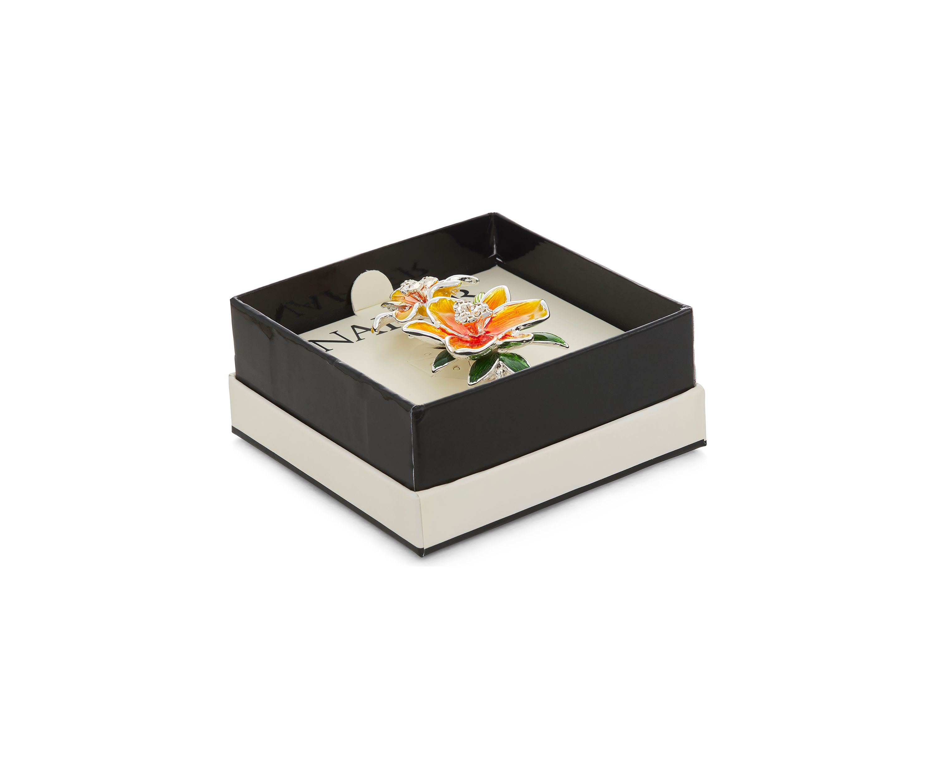 Silver Tone Yellow Green Flower Pin
