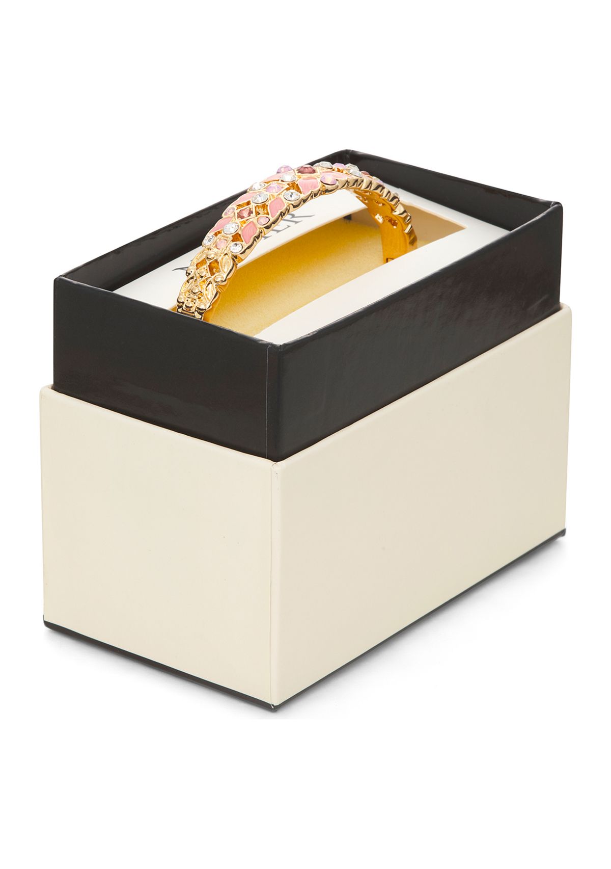 Gold Tone Pink Stone Bangle Bracelet
