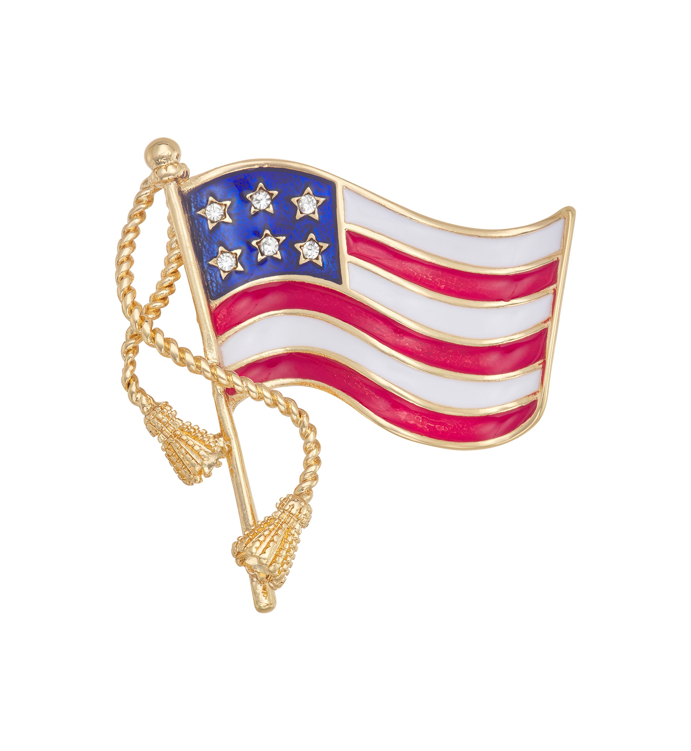 Gold Tone Red White Blue USA Flag Pin