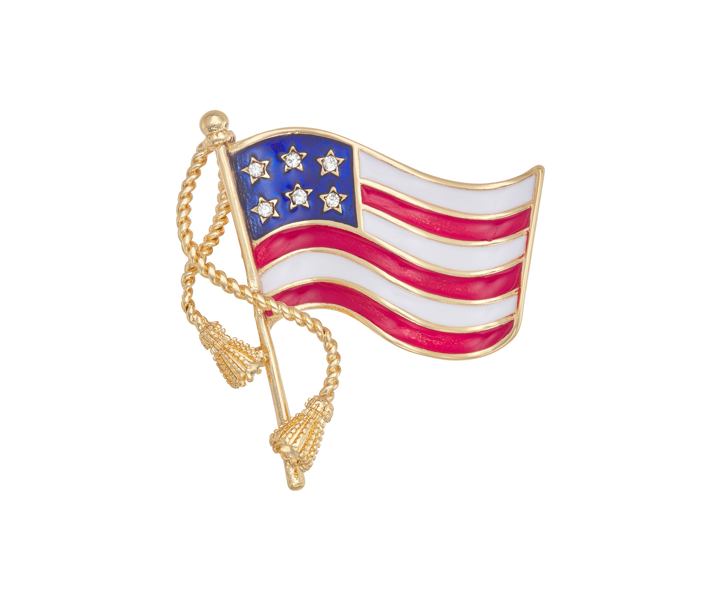 Gold Tone Red White Blue USA Flag Pin