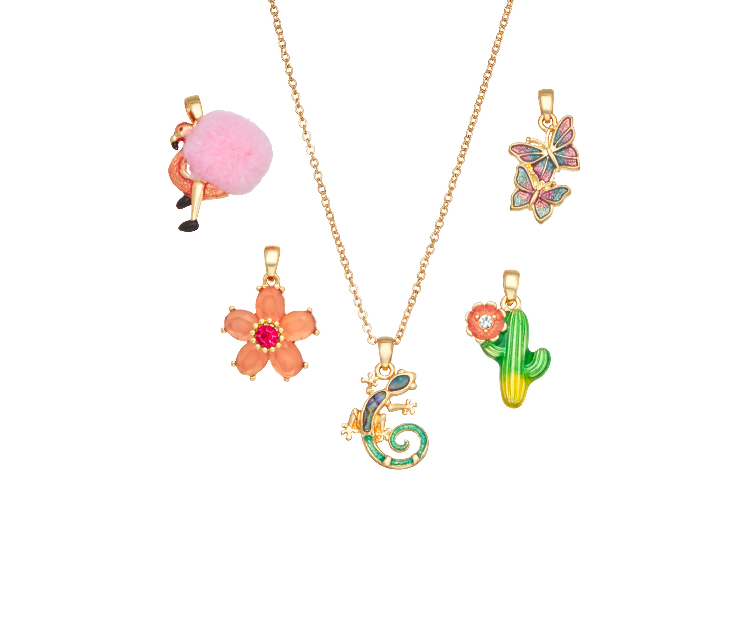 Gold Tone Multi Critter Pendant Necklace Set