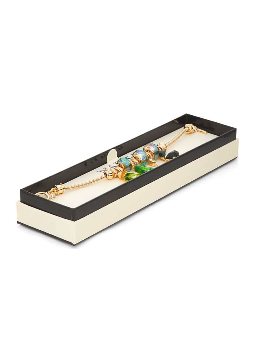 Gold Tone Multi BBQ Charm Slider Bracelet