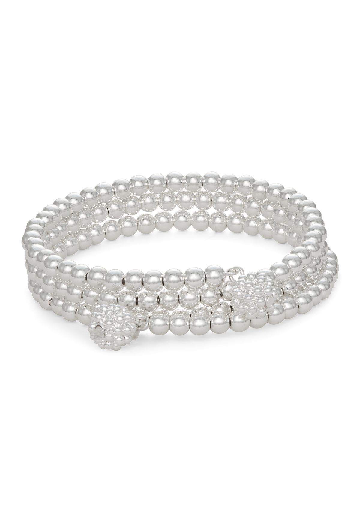 Silver Tone Caviar Coil Bracelet