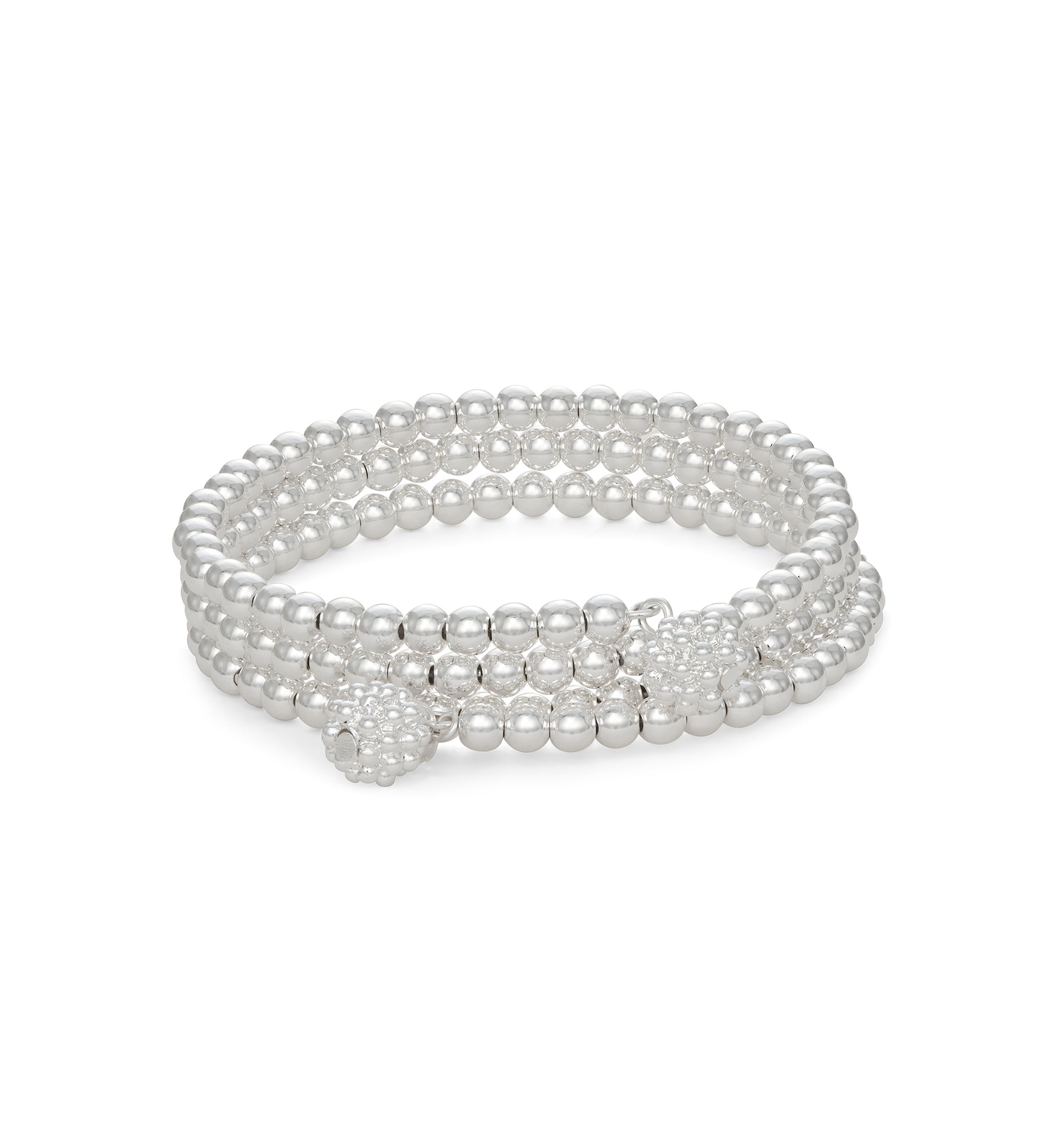 Silver Tone Caviar Coil Bracelet