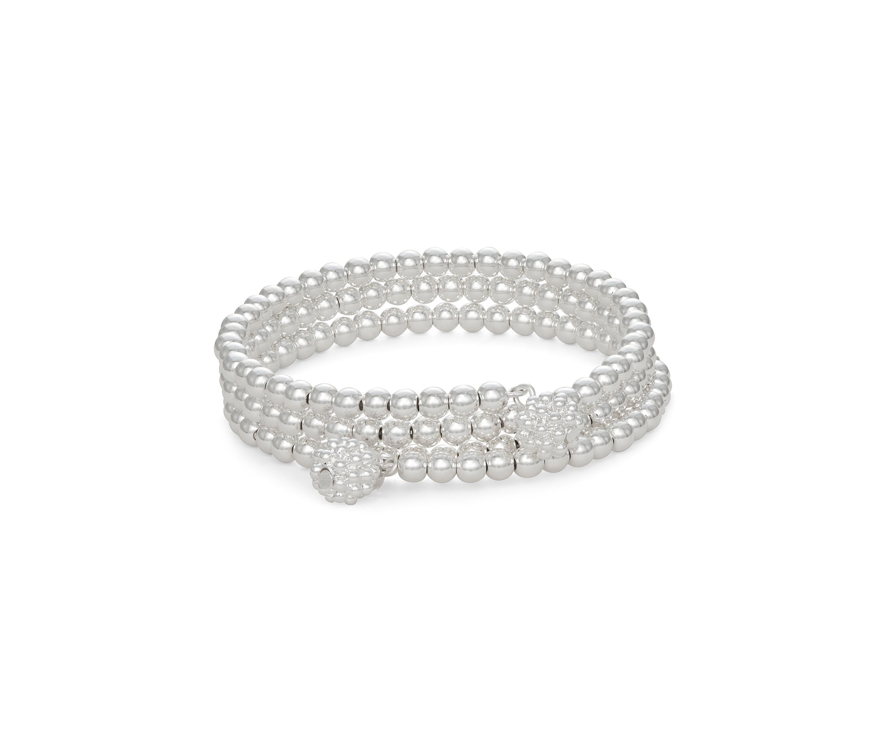 Silver Tone Caviar Coil Bracelet