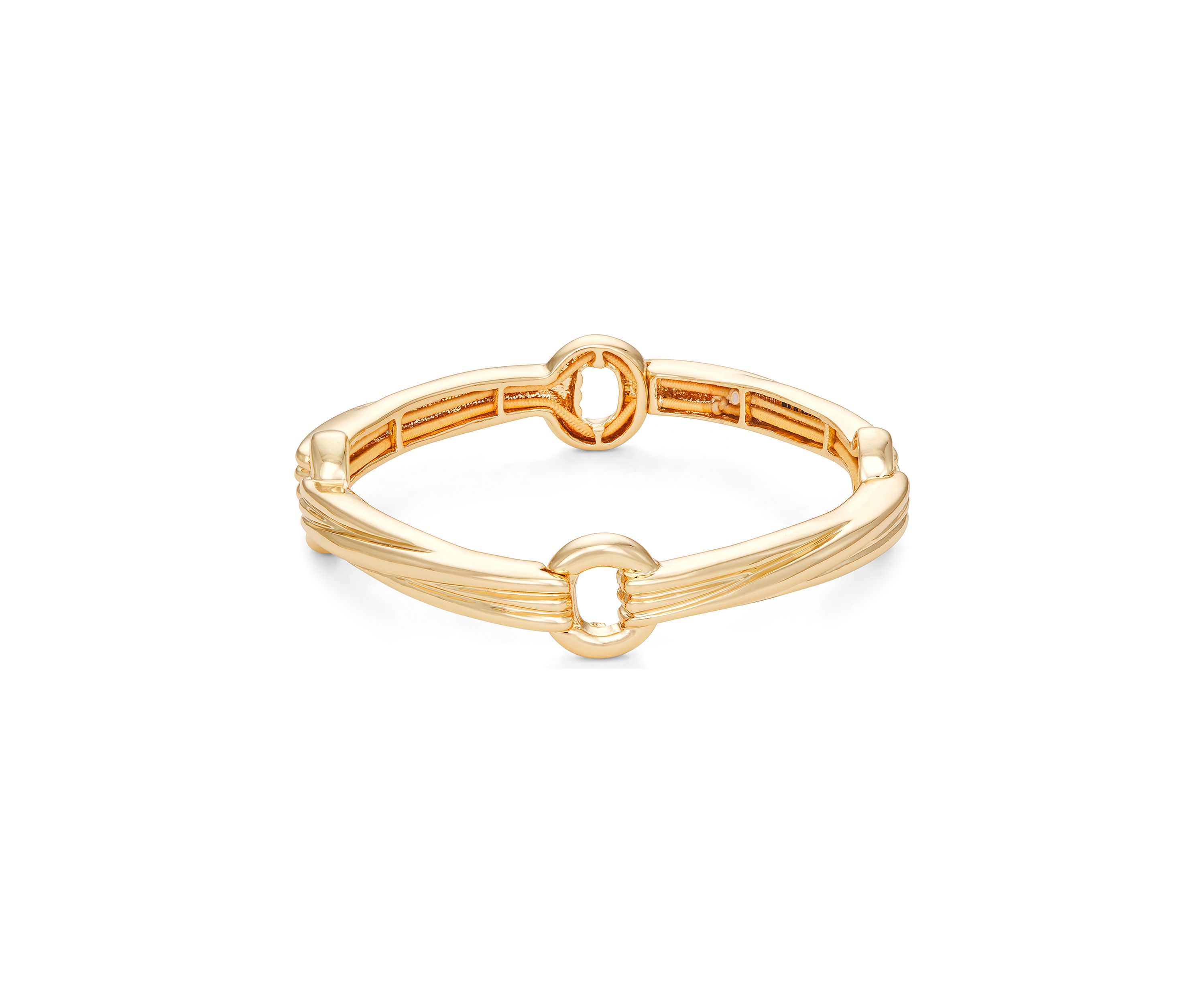 Gold Tone Gold Rings Stretch Bracelet