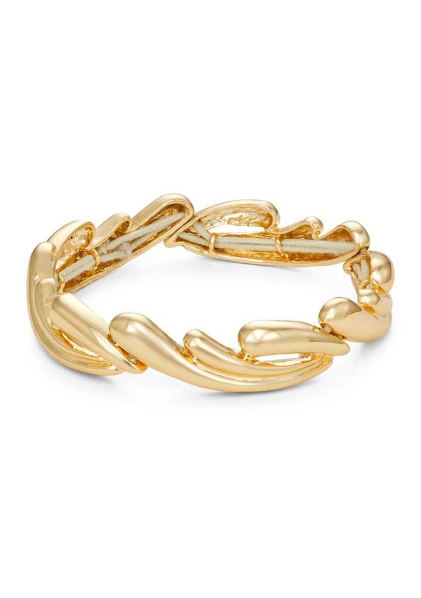 Gold Tone Waves Stretch Bracelet