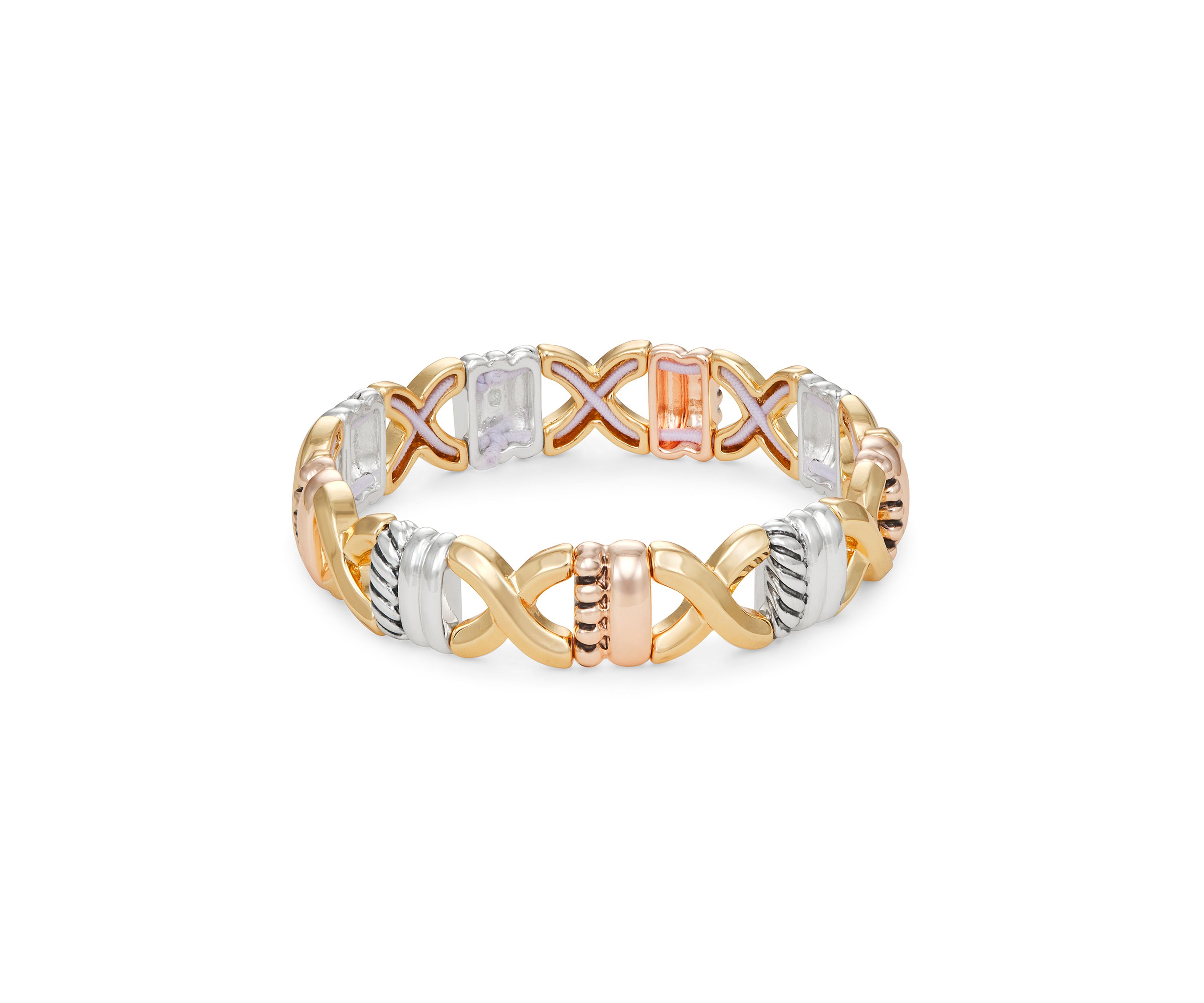 Tri Tone Mixed Stars Stretch Bracelet