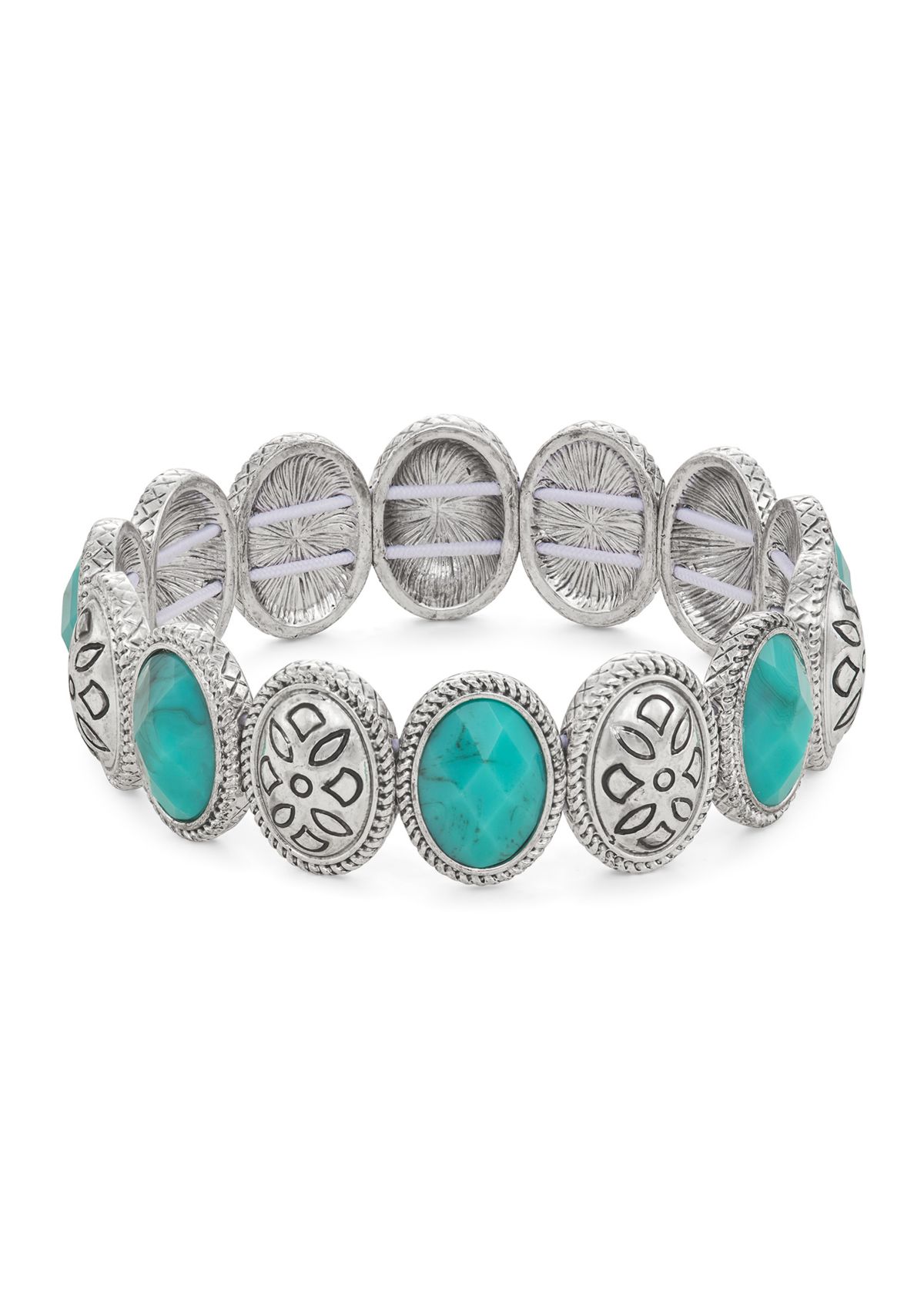 Silver Tone Turquoise Stretch Bracelet