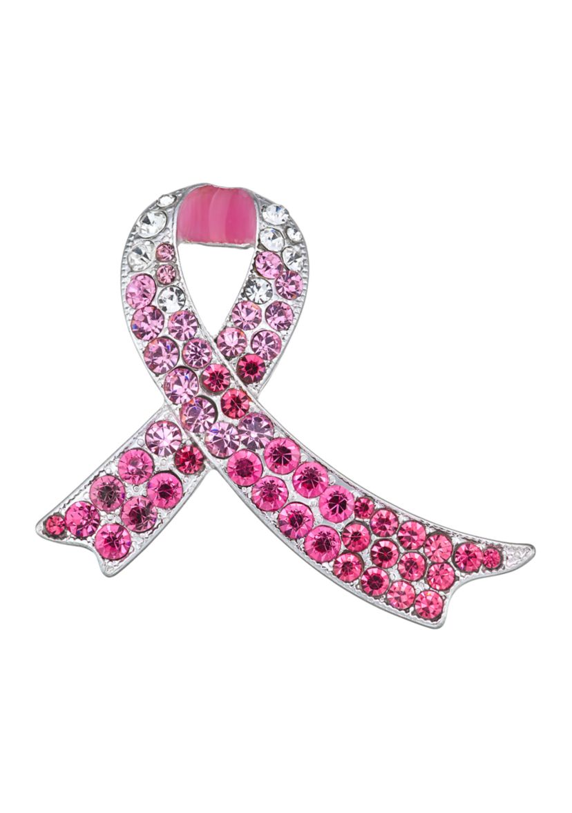 Silver Tone Pink Breast Cancer Pin