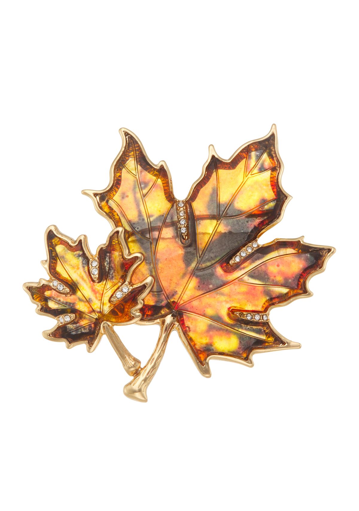 Gold Tone Brown Fall Leaf Pin