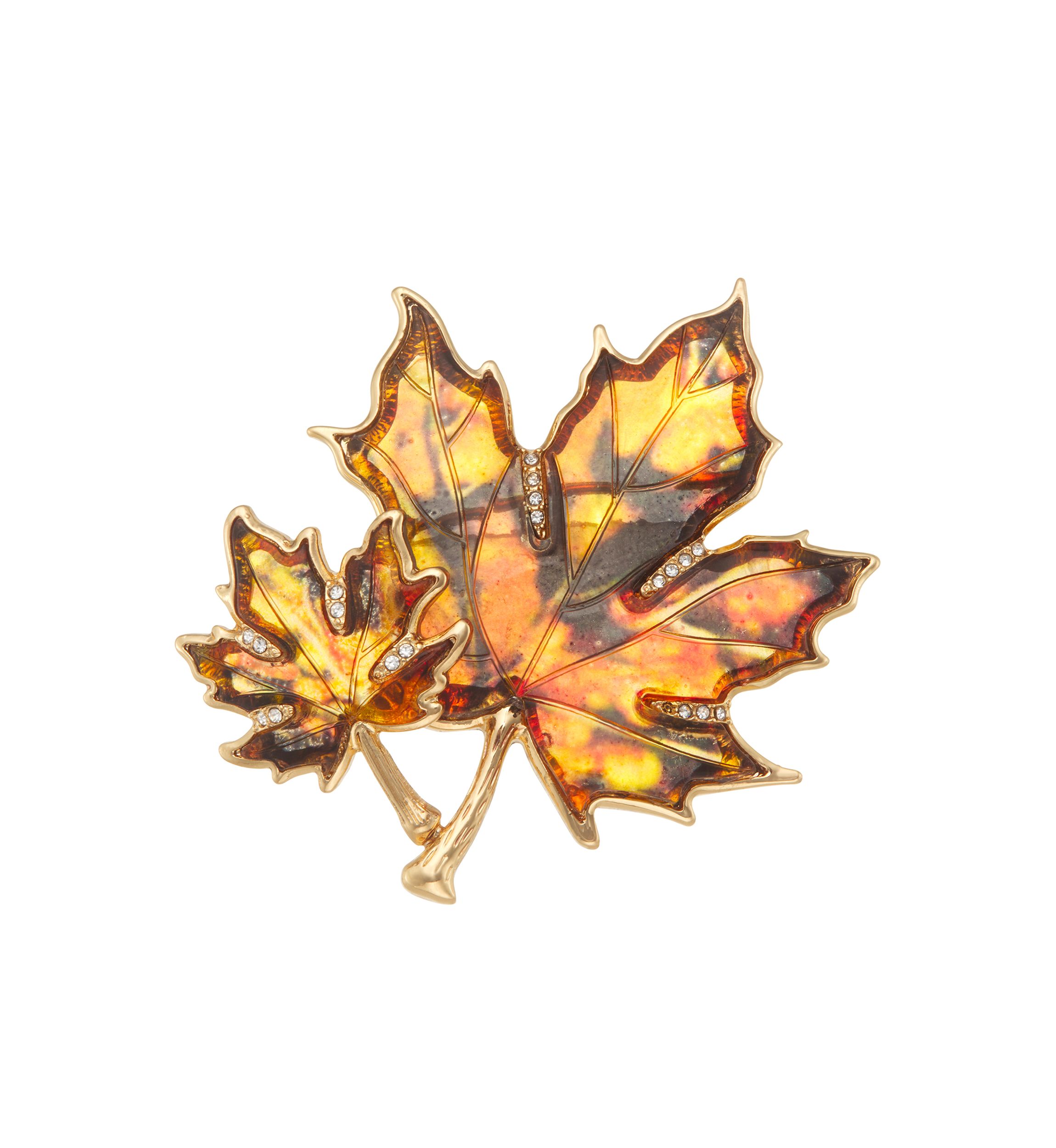 Gold Tone Brown Fall Leaf Pin