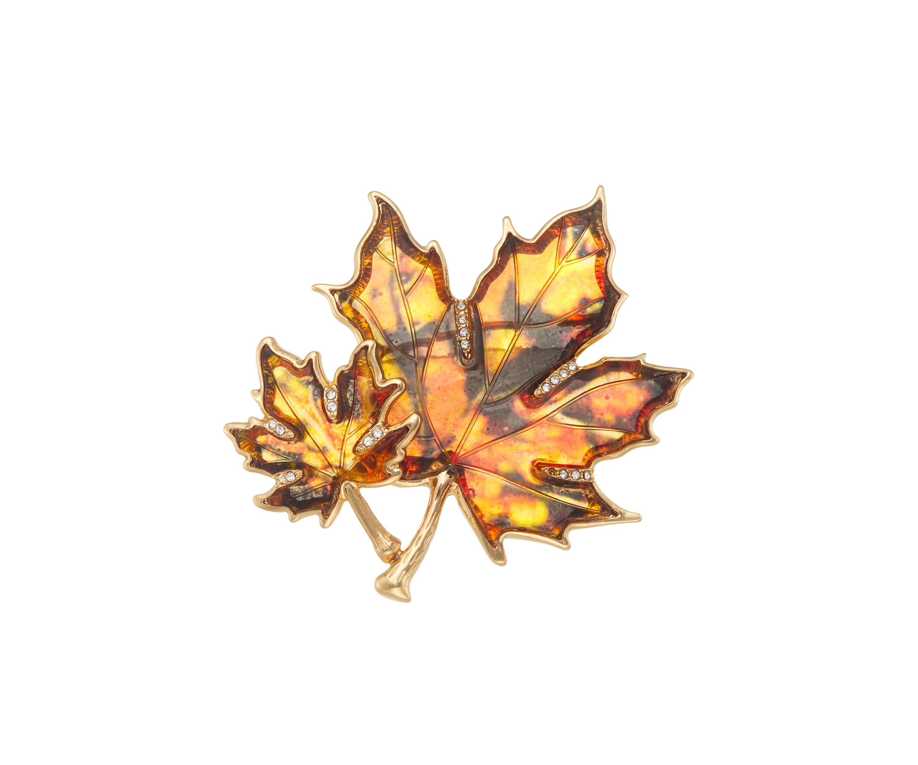 Gold Tone Brown Fall Leaf Pin