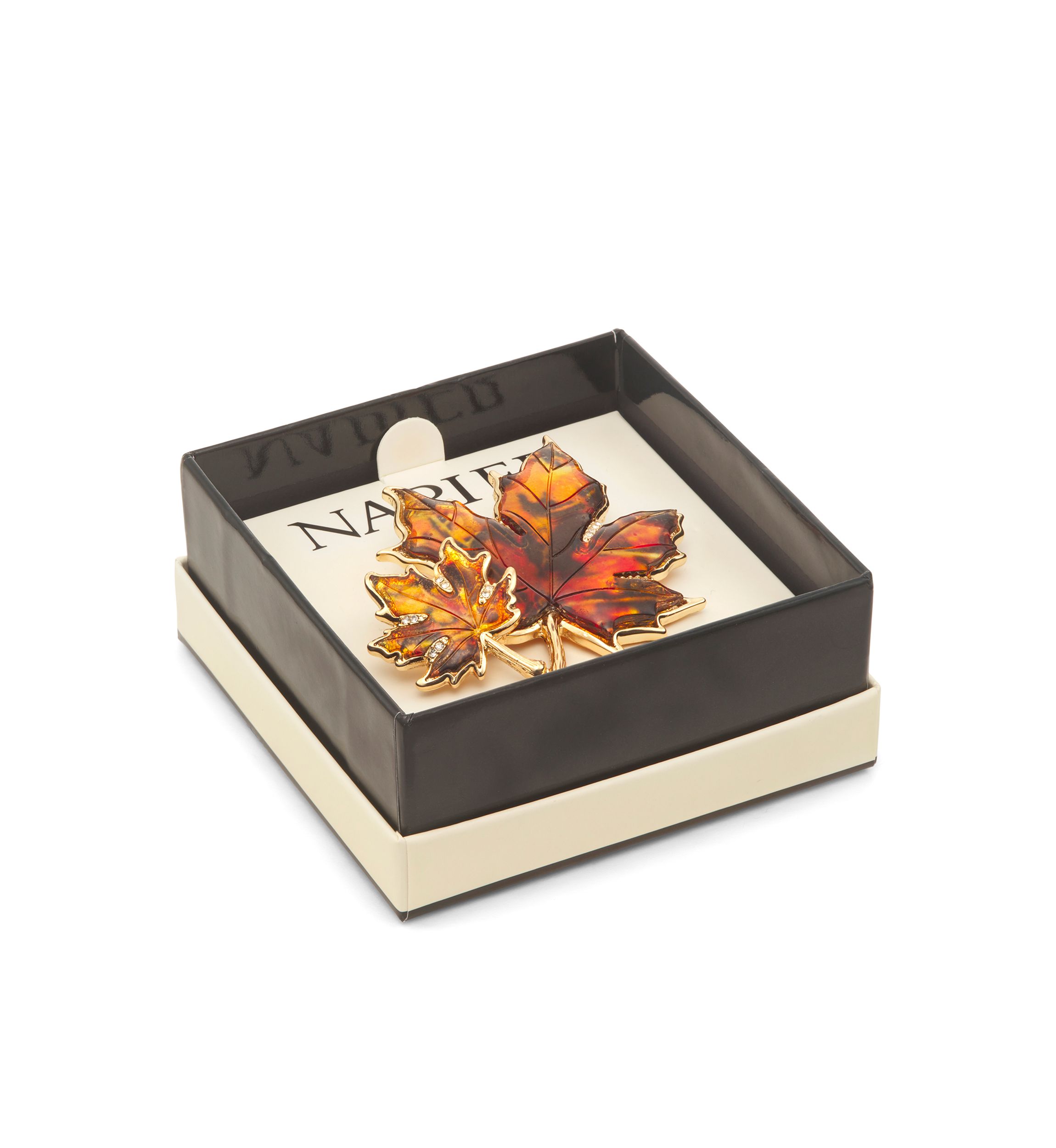 Gold Tone Brown Fall Leaf Pin